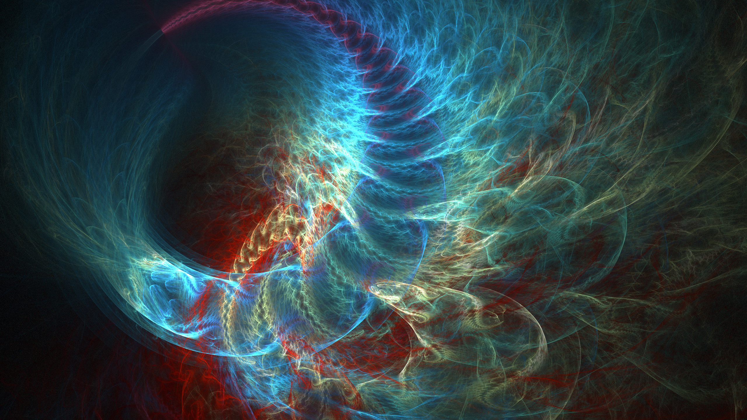 Blue Red Fractal Art HD Abstract