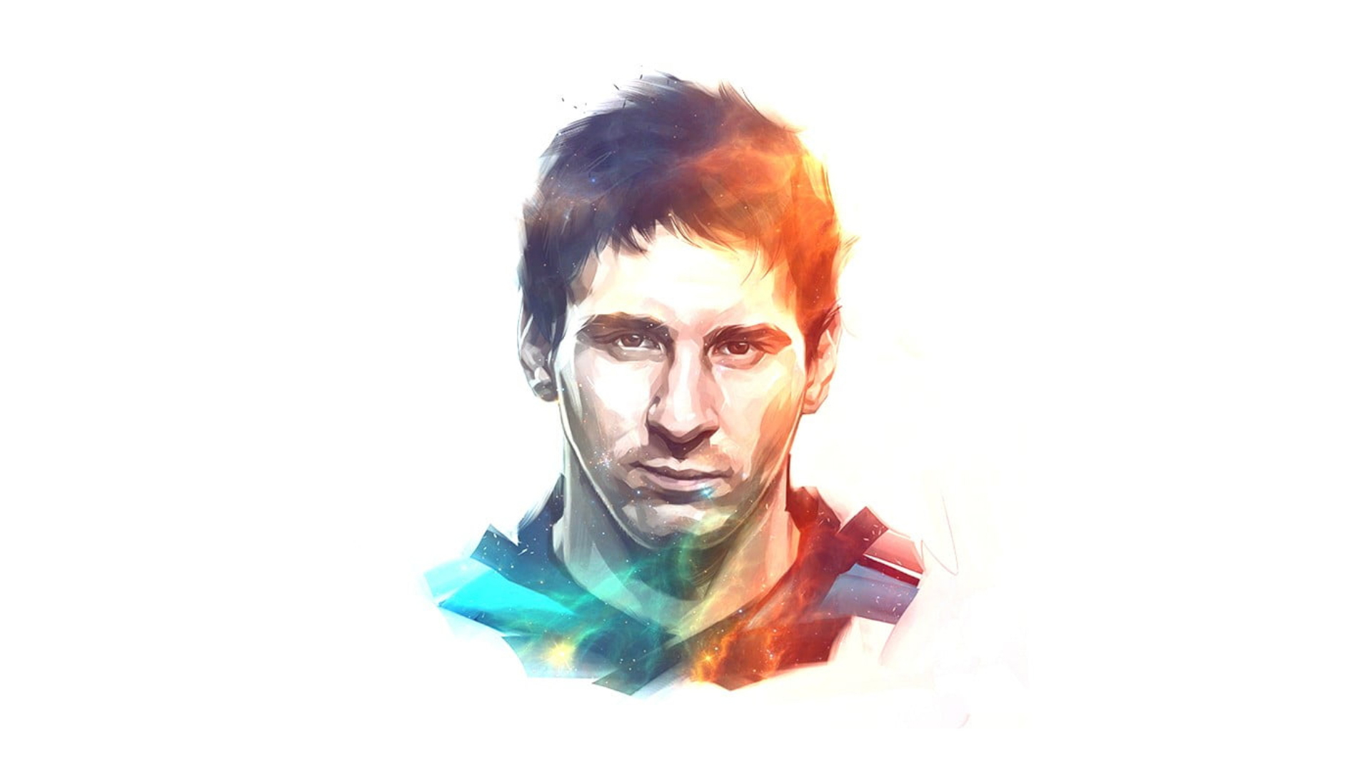 Lionel Messi Artwork In White Wallpaper HD Messi
