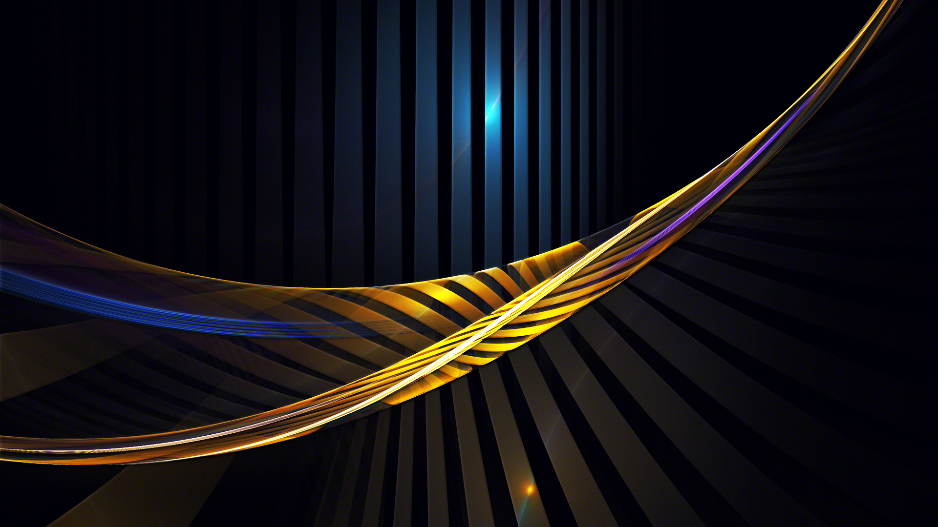 Yellow Blue Wavy Lines Glare Abstraction HD Abstract