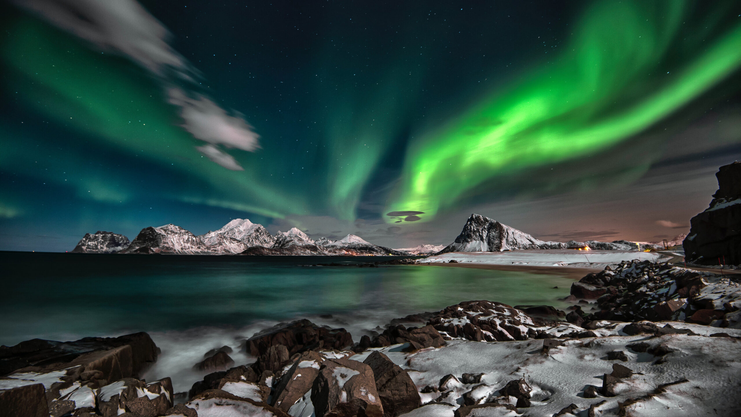Beautiful Aurora Borealis Colorful Sky Stars K HD Nature