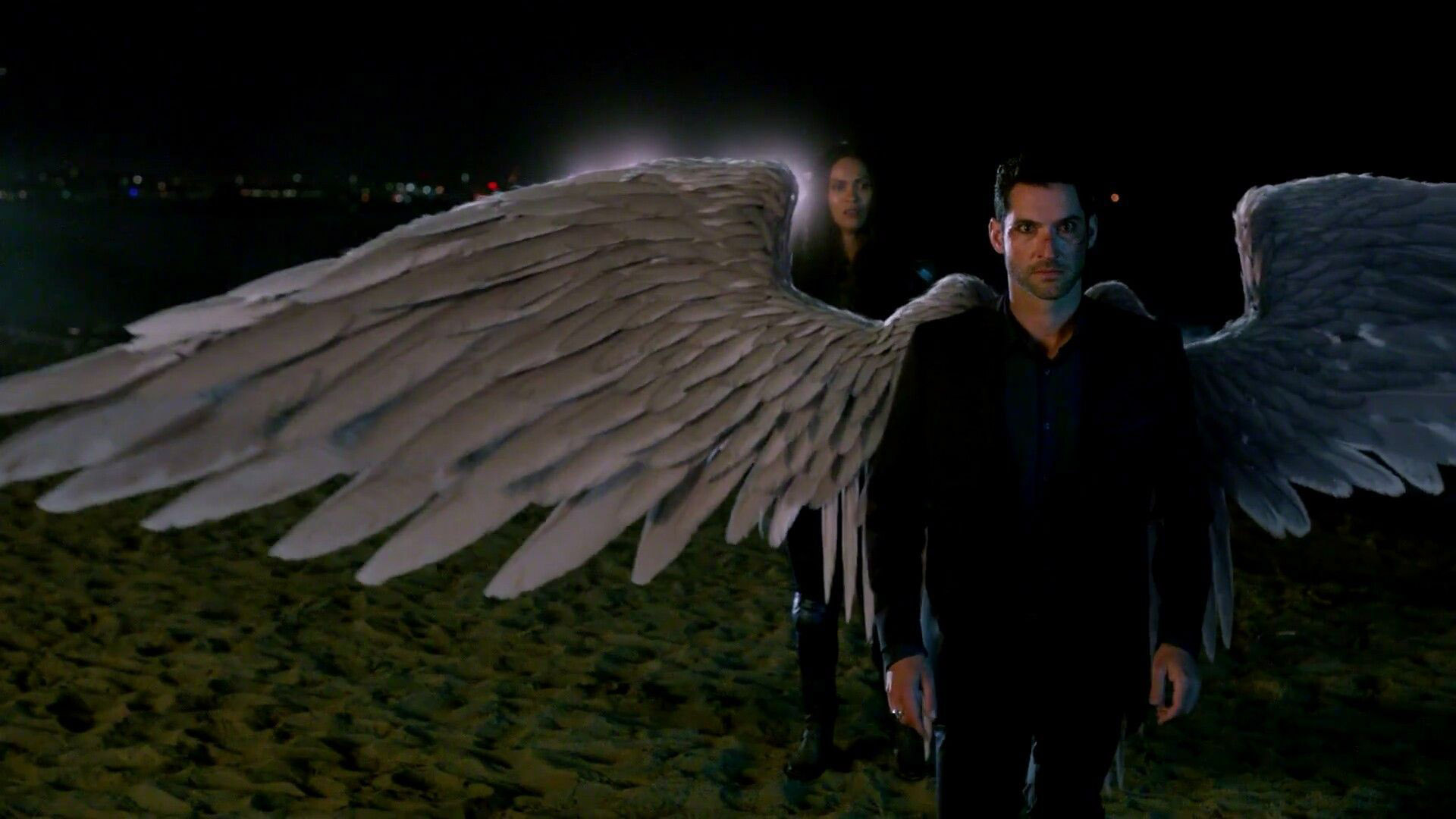 Tom Ellis With White Wings HD Lucifer