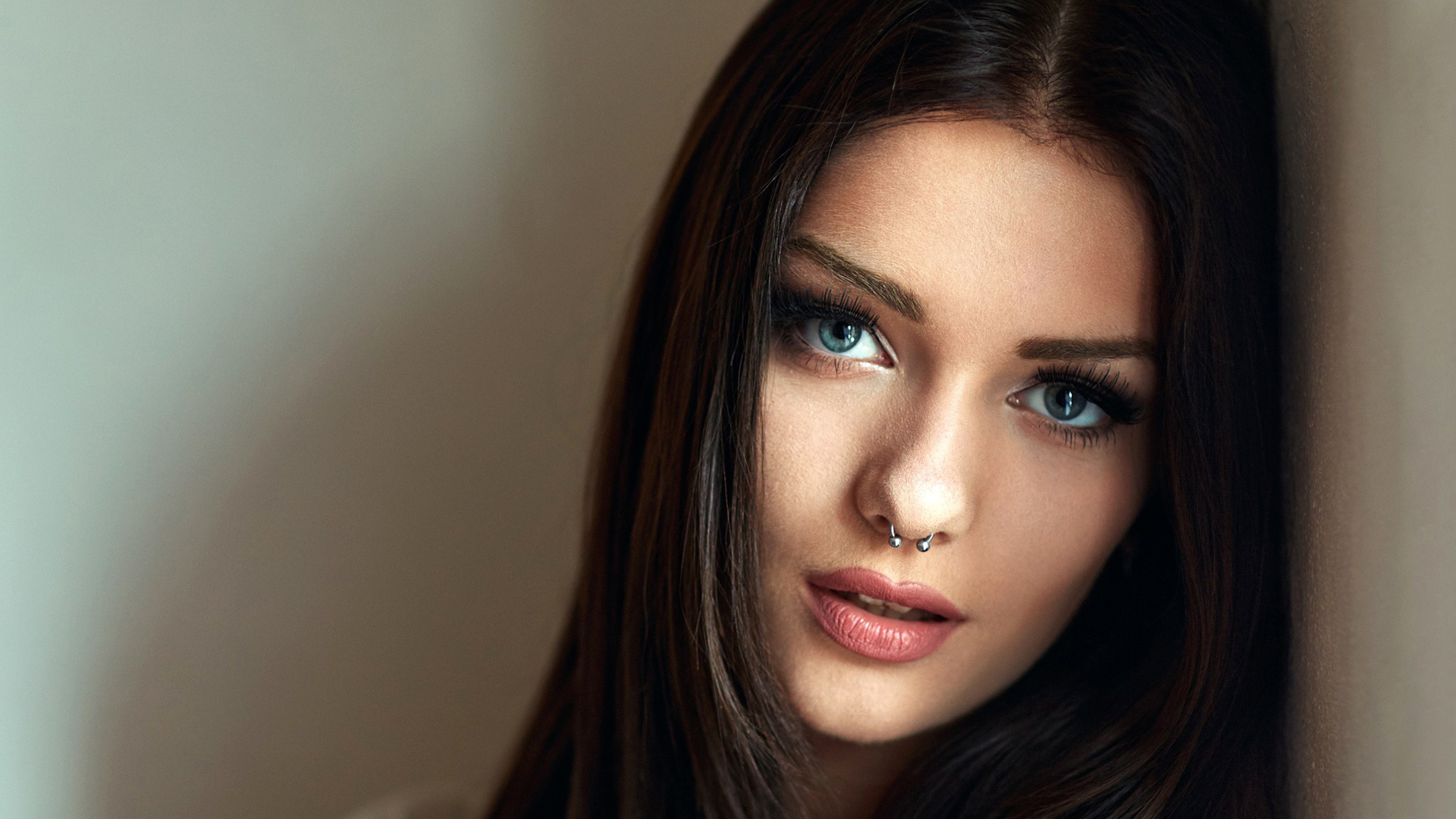 Attractive Look Of Girl Model Veronika Ozanova With Blue Eyes Long Hair And Nose Piercing HD Veronika Ozanova