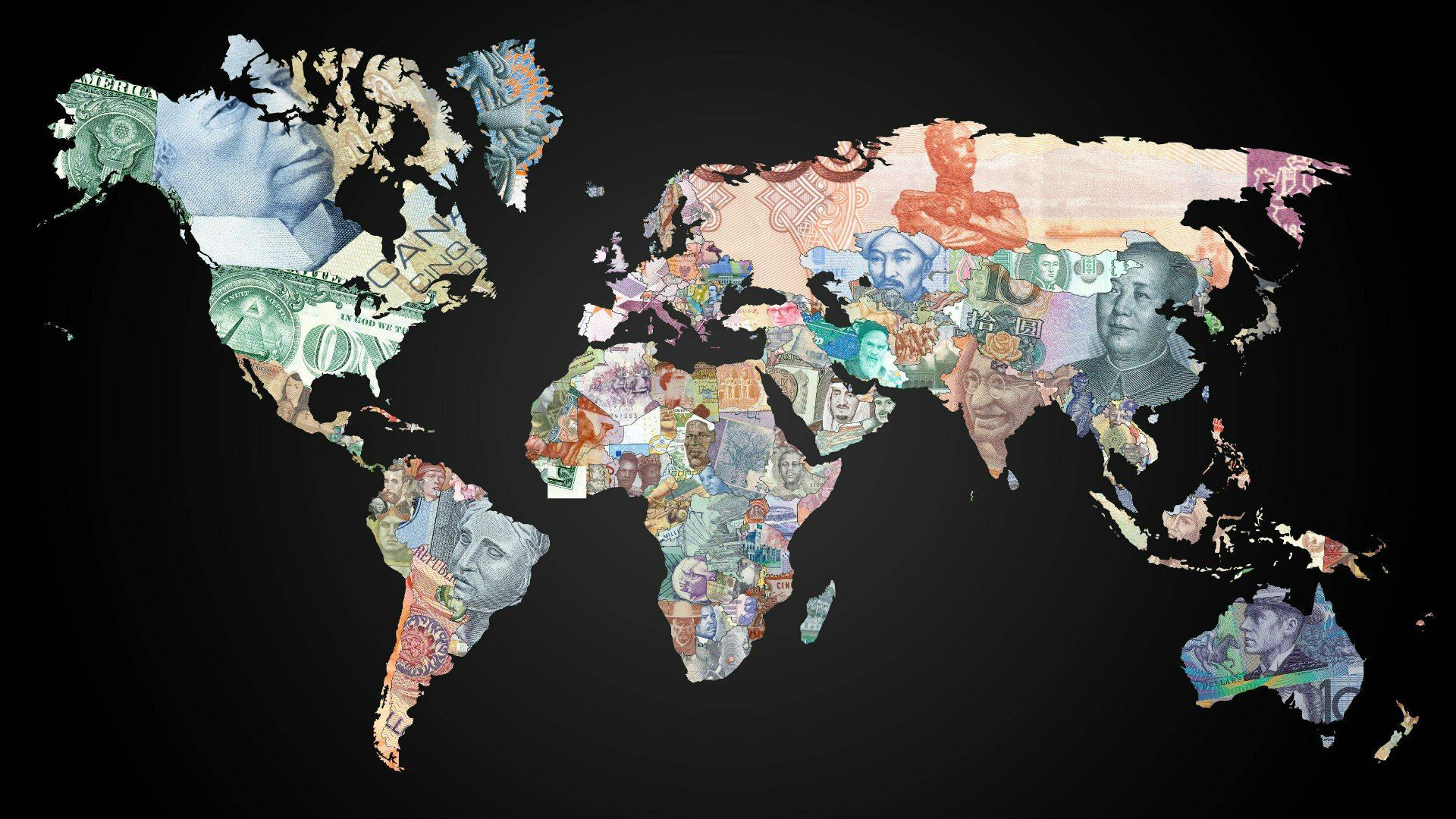 World Currency Map With Black Wallpaper HD Money