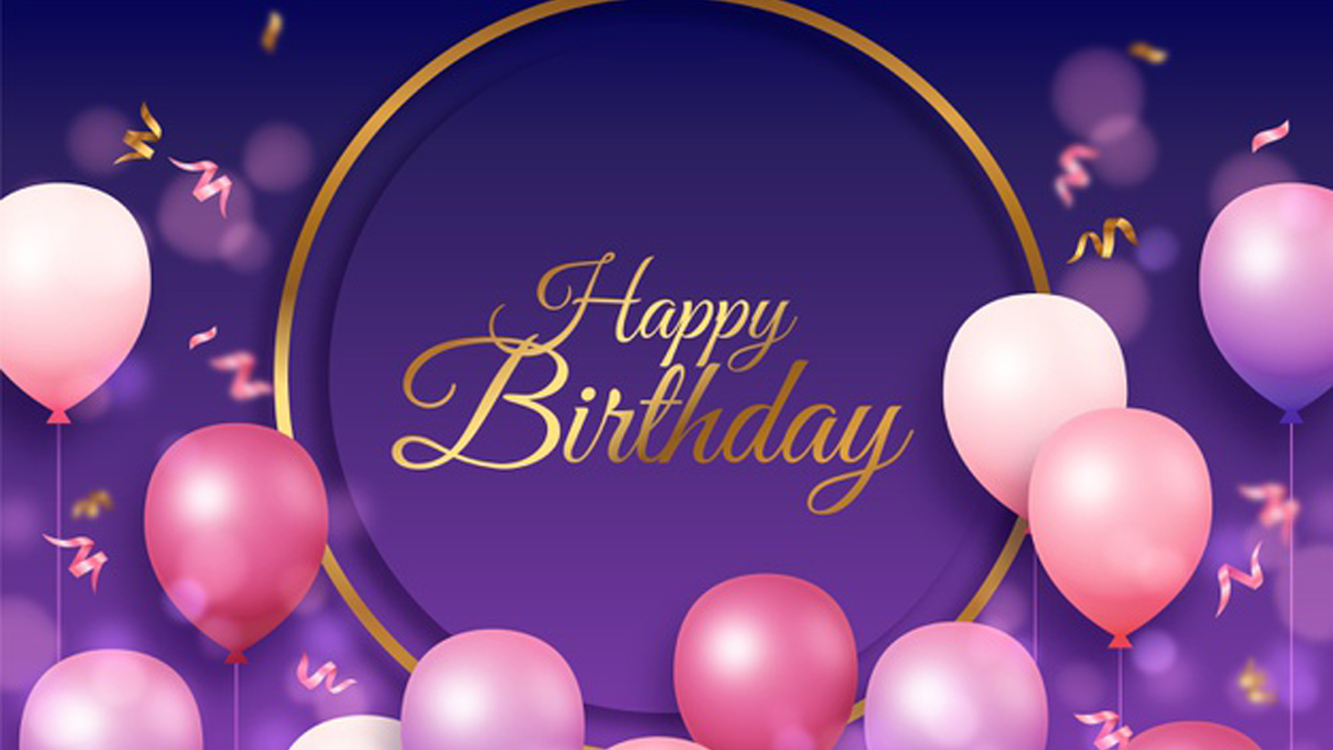 Happy Birthday Letters With Pink Balloons In Dark Purple Wallpaper HD Happy Birthday