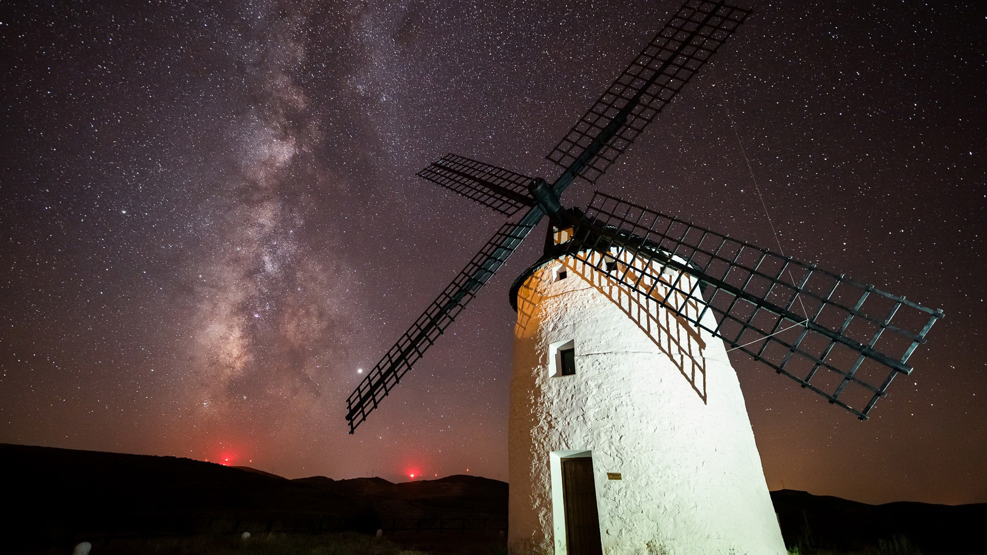 Night Starry Sky Windmill HD Travel