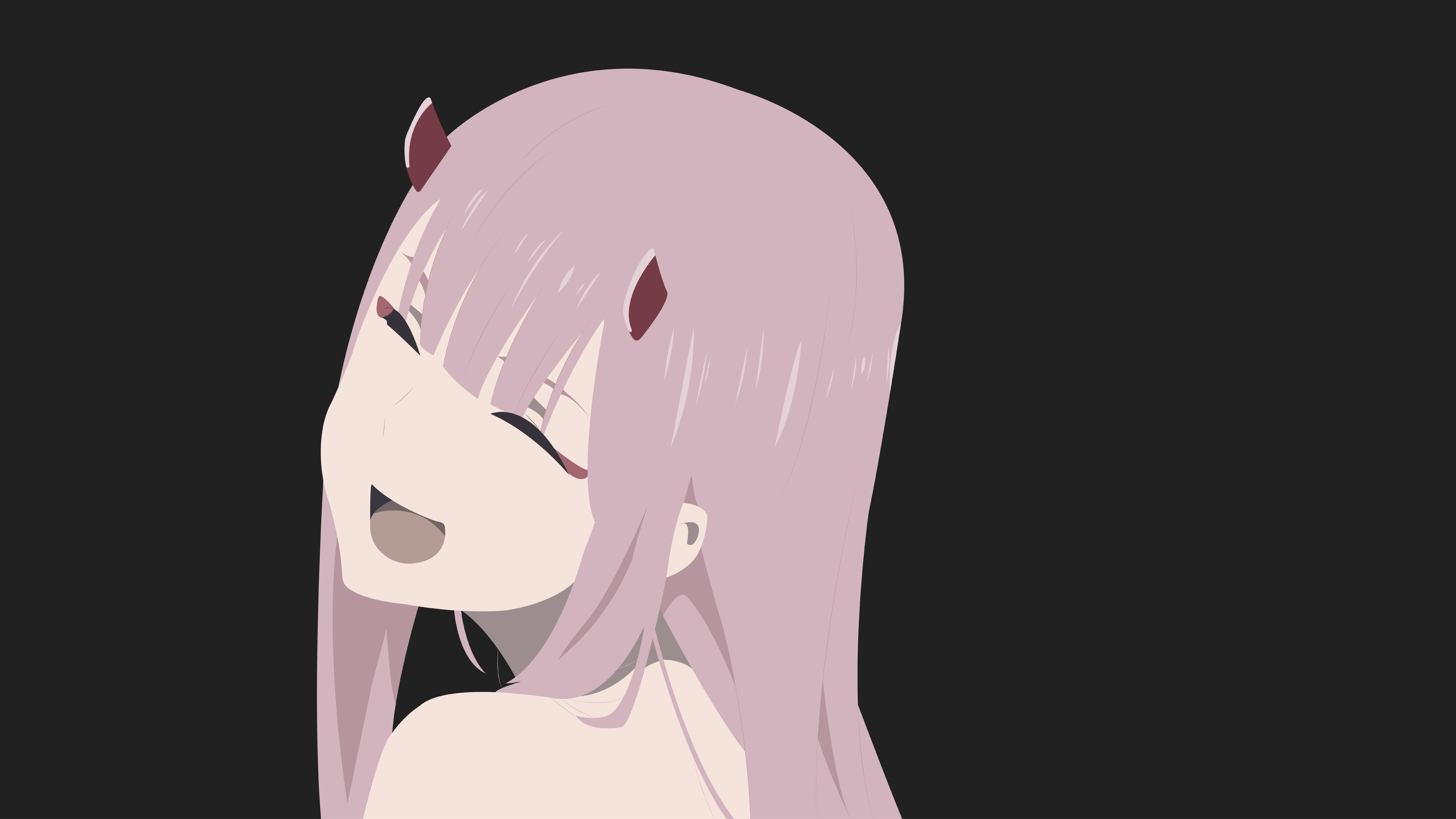 Darling In The FranXX Zero Two Hiro Zero Two With Pink Hair With Black Wallpaper K K HD