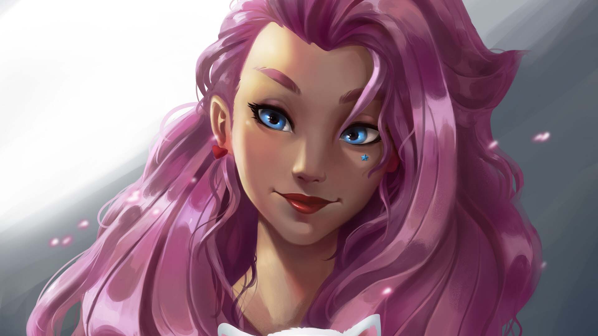 KDA Blue Eyes Pink Hair Seraphine HD League Of Legends