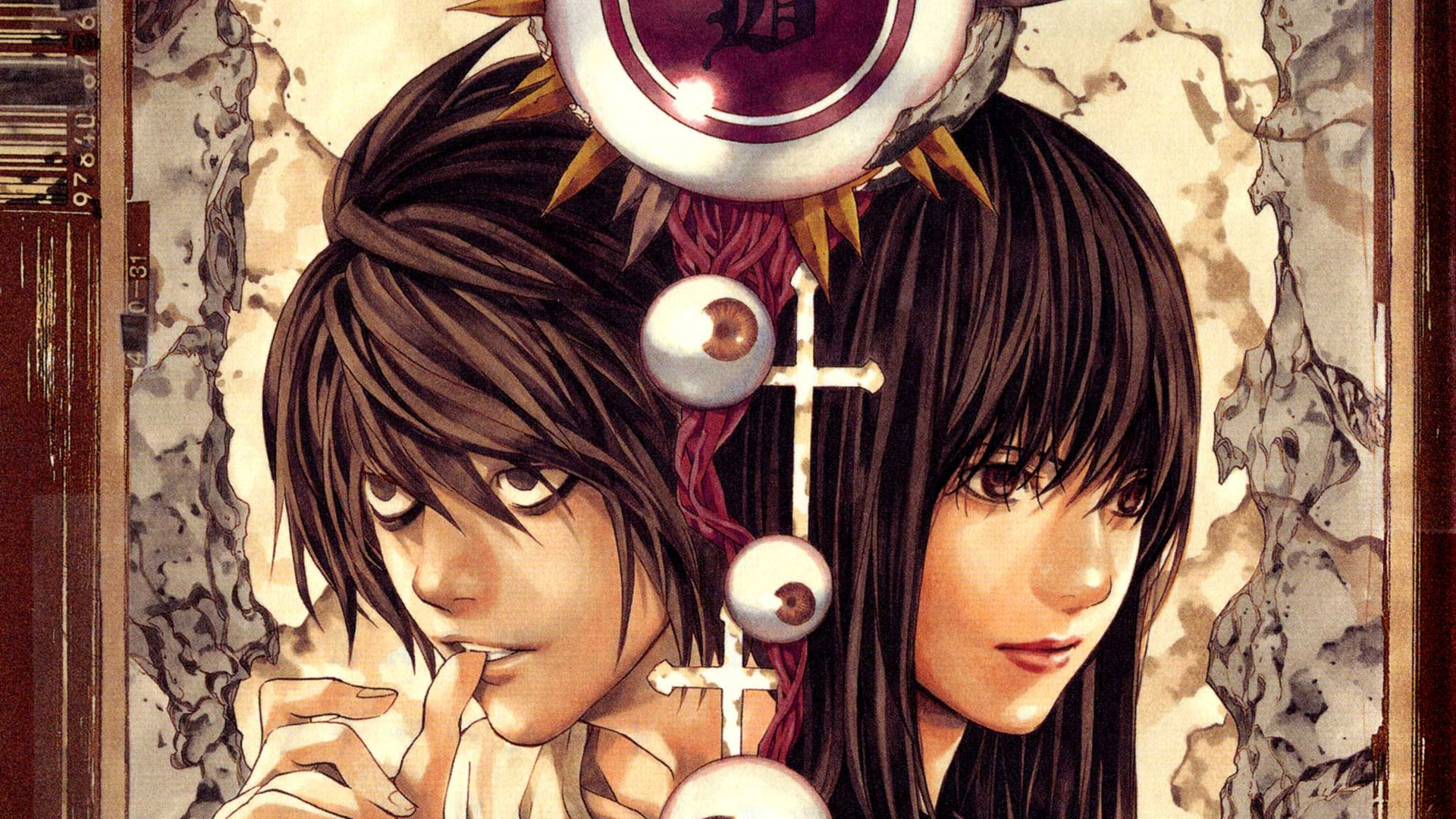 Light yagami and naomi misora with corss death note hd
