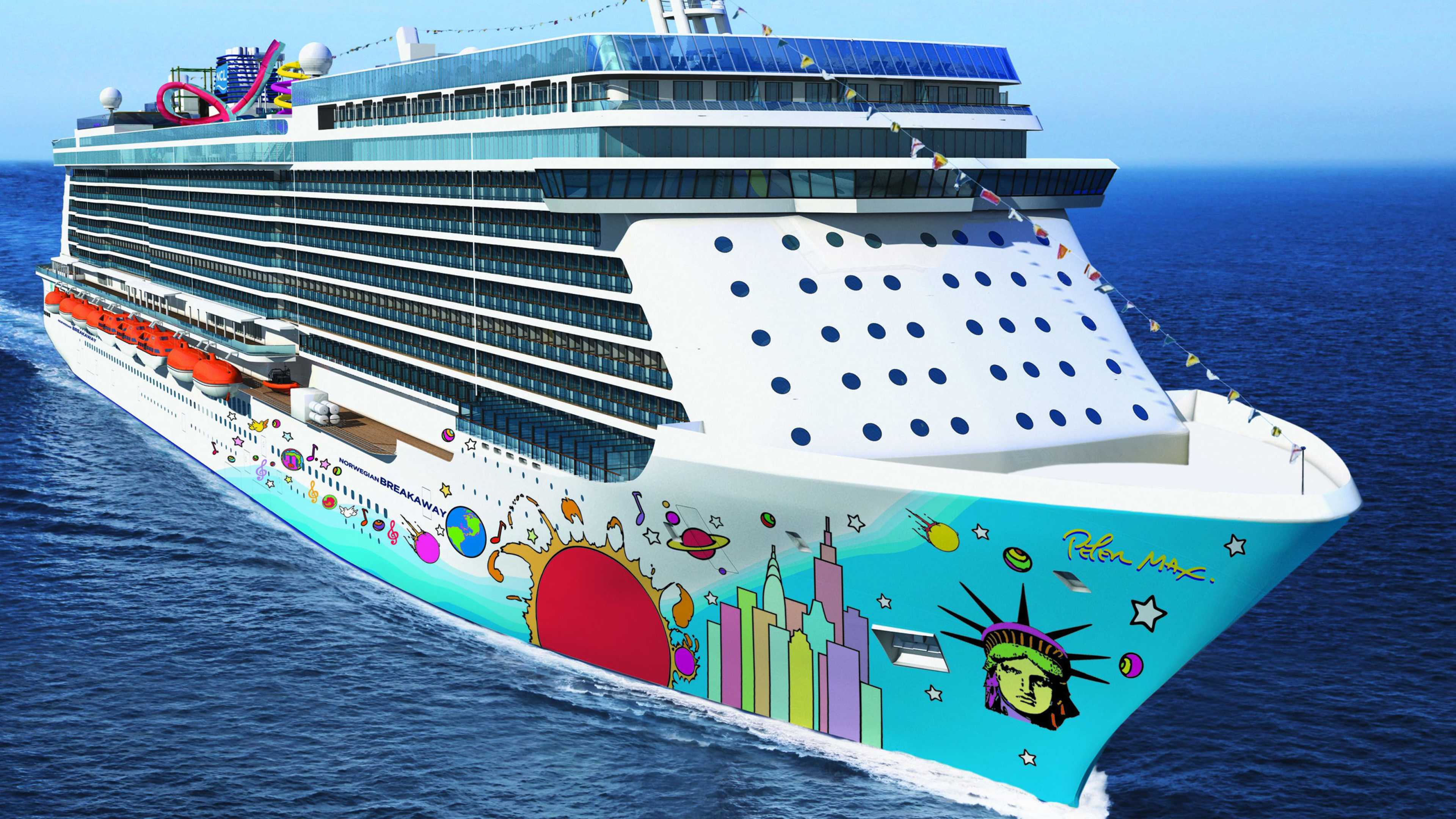 Cruise Ship With Colorful Paintings On Blue Sea K HD Cruise Ship