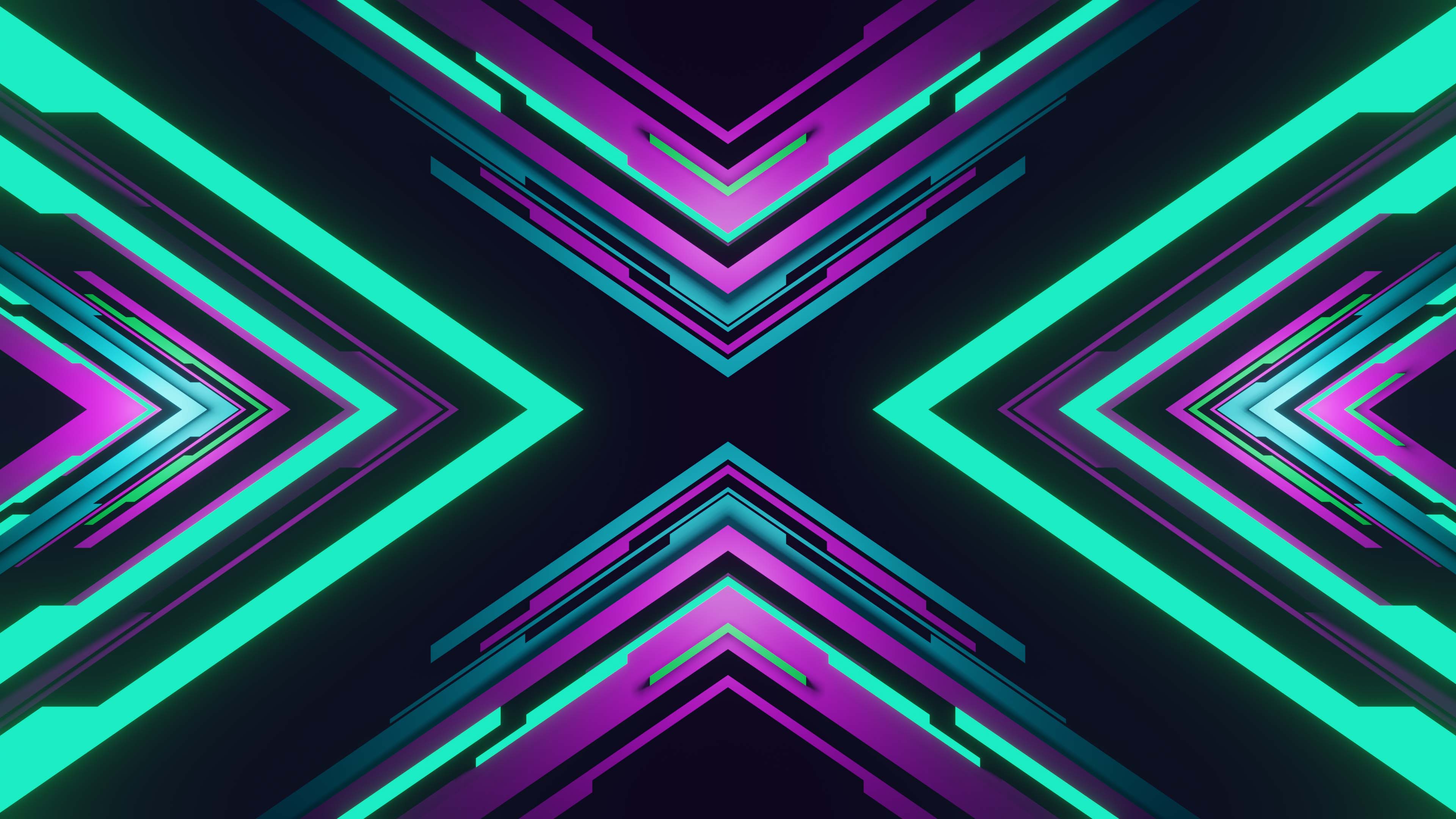 Purple Green Geometric Shapes Lines Abstraction K HD Abstract
