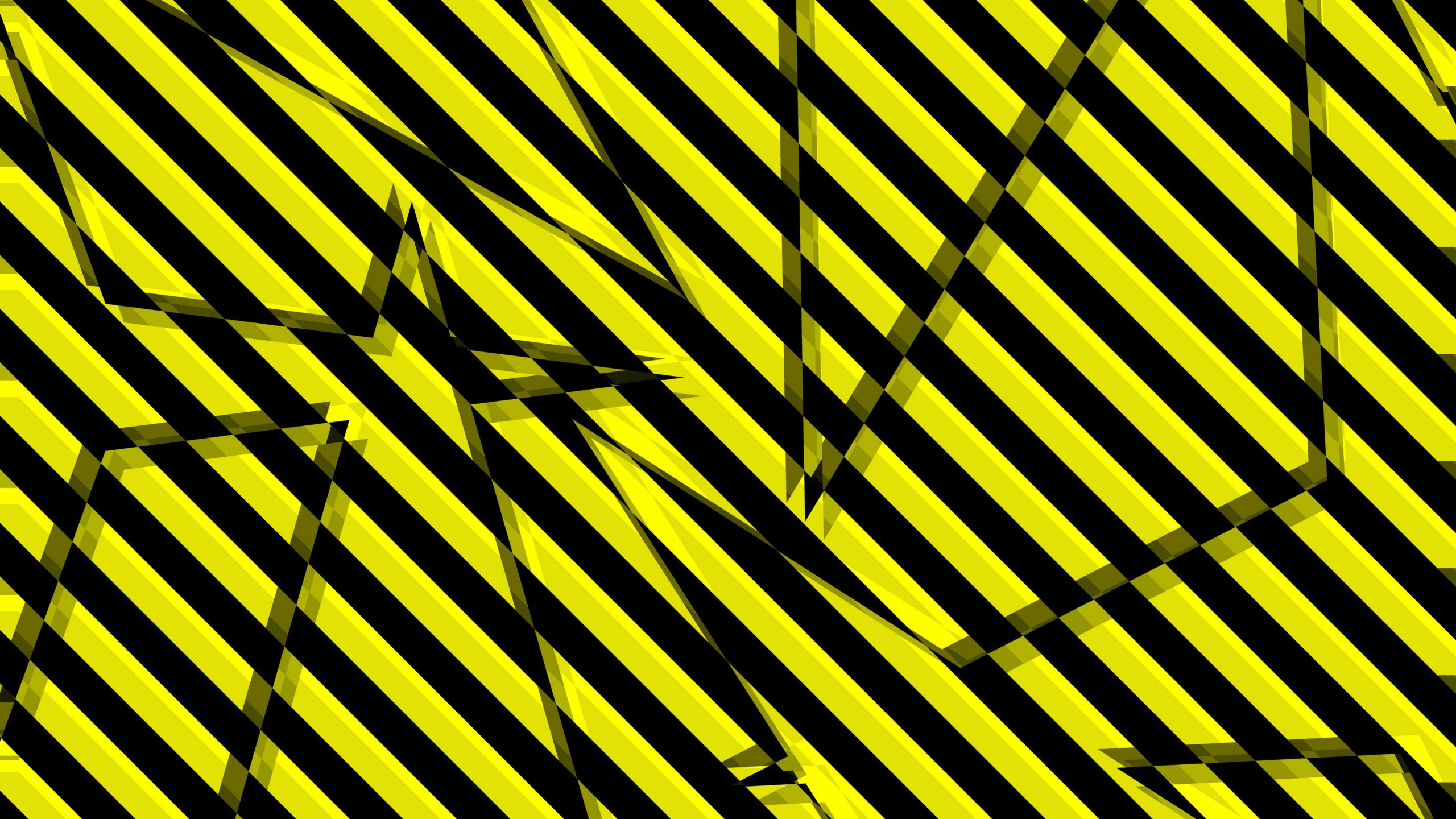 Yellow Black Shards Broken Stripes Abstraction K HD Abstract