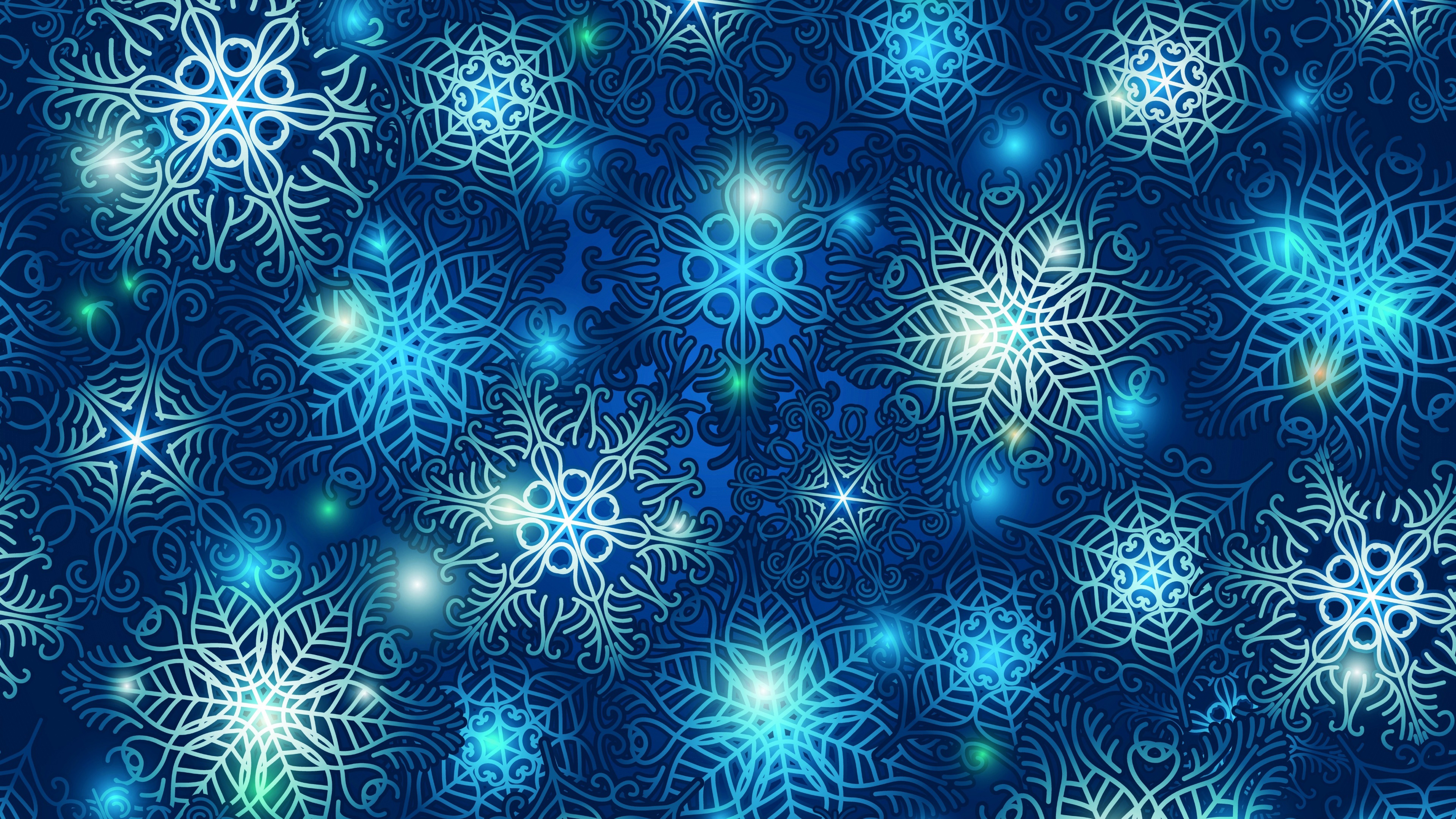 White Blue Artistic Snowflake K HD Snowflake