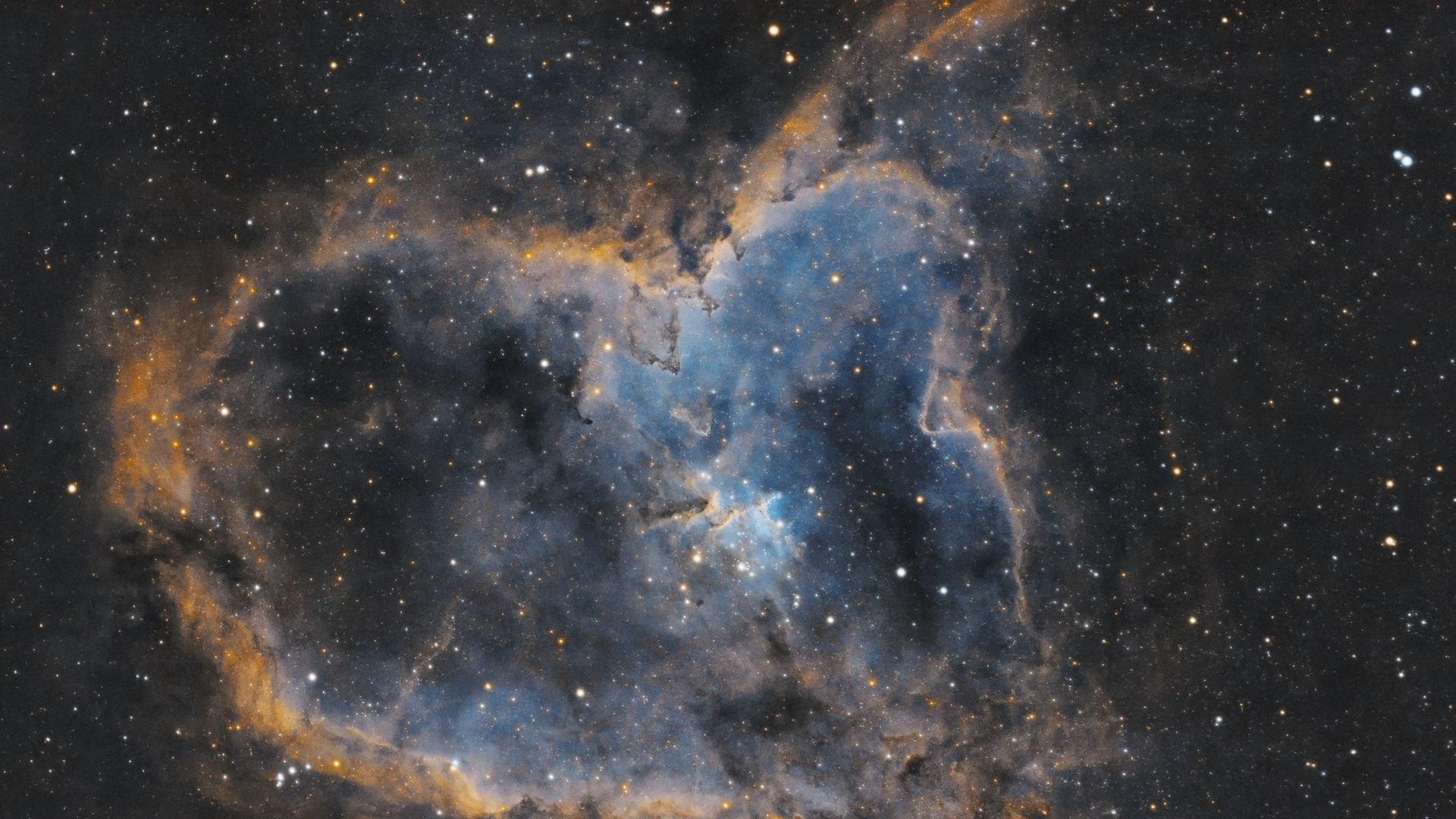 Nebula Heart Glow Blue Starry Black Dark Sky Wallpaper HD Space