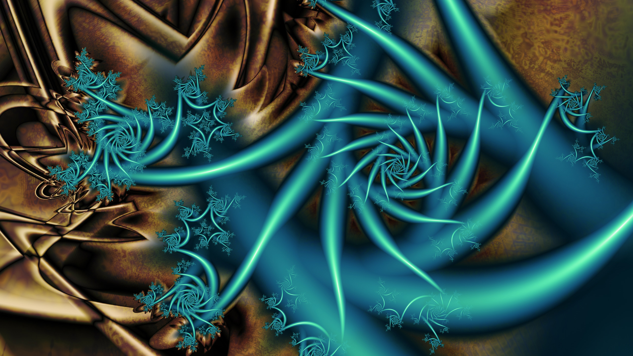 Blue Brown Fractal Design Art Pattern Abstraction HD Abstract