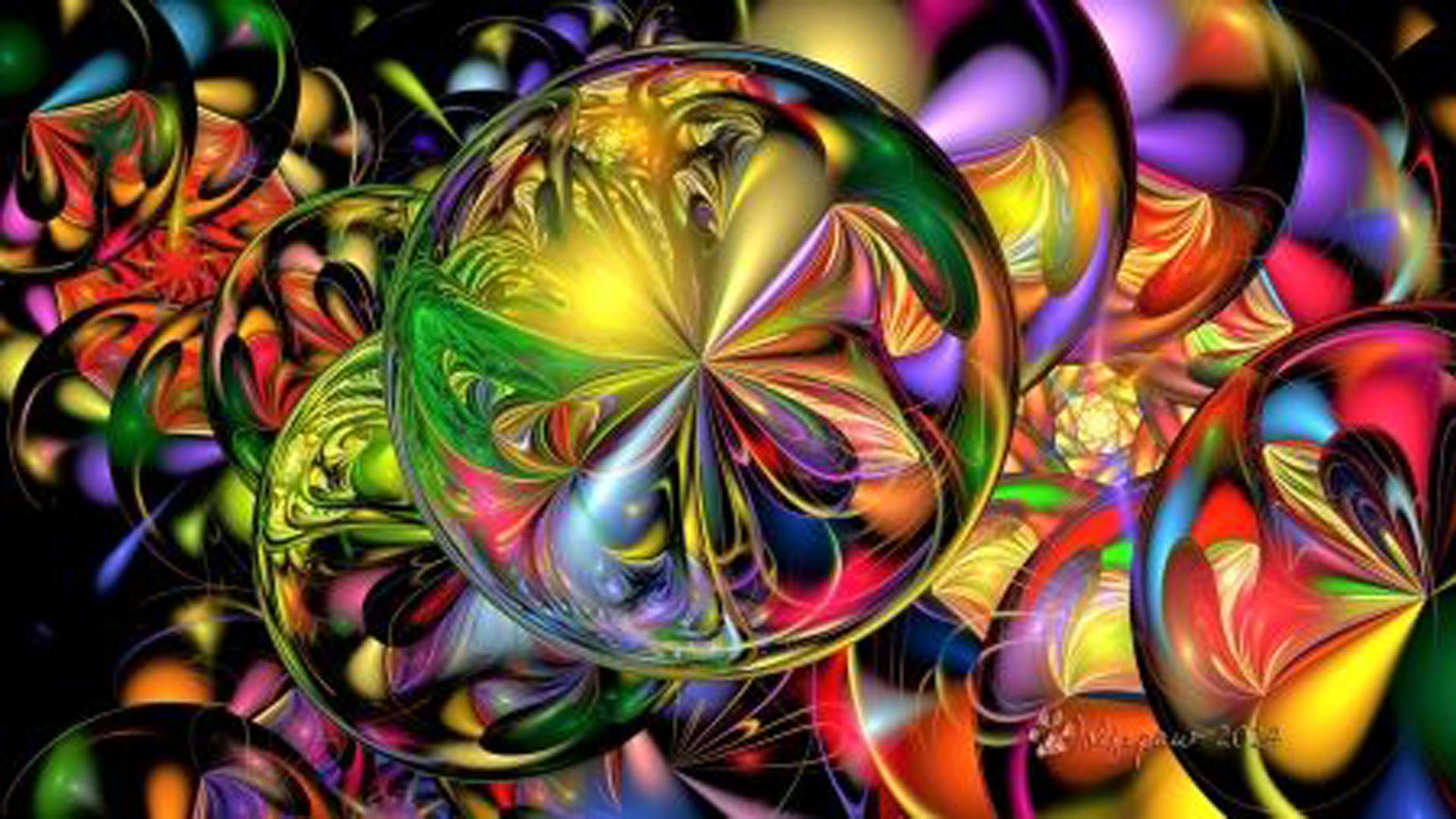 Colorful Fractal Circle Flower Shape Pattern HD Abstract