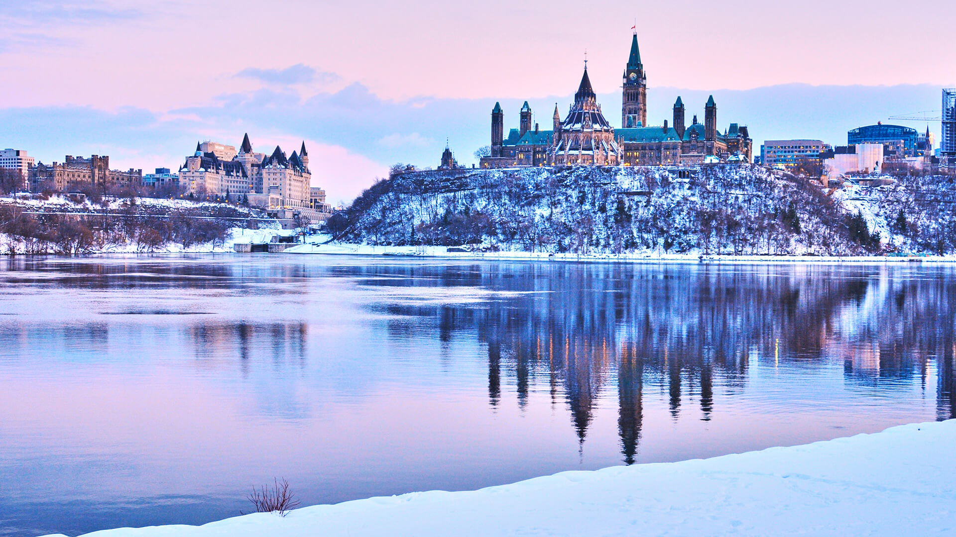 Canada Ottawa Parliament On Hill With Reflection In Lake HD Travel