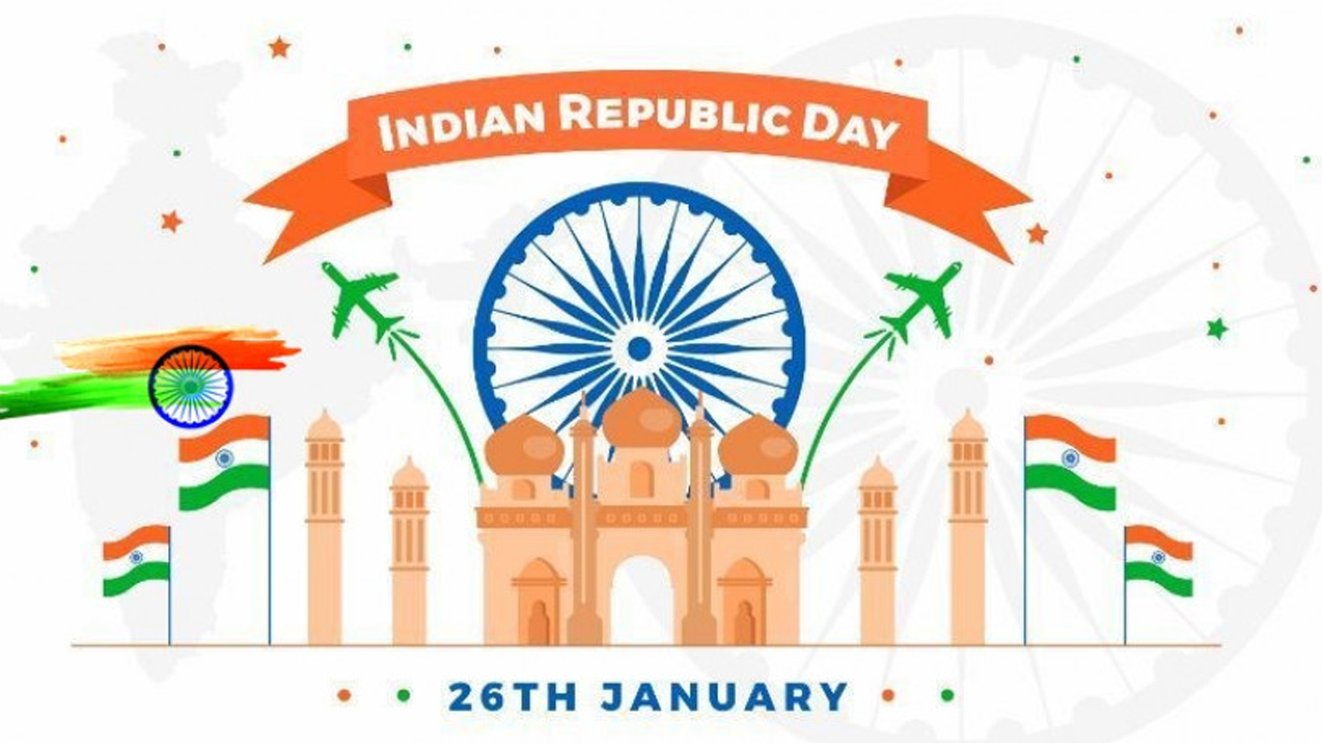 Th January Celebration Indian Republic Day Flag Creative Art White Wallpaper HD Republic Day