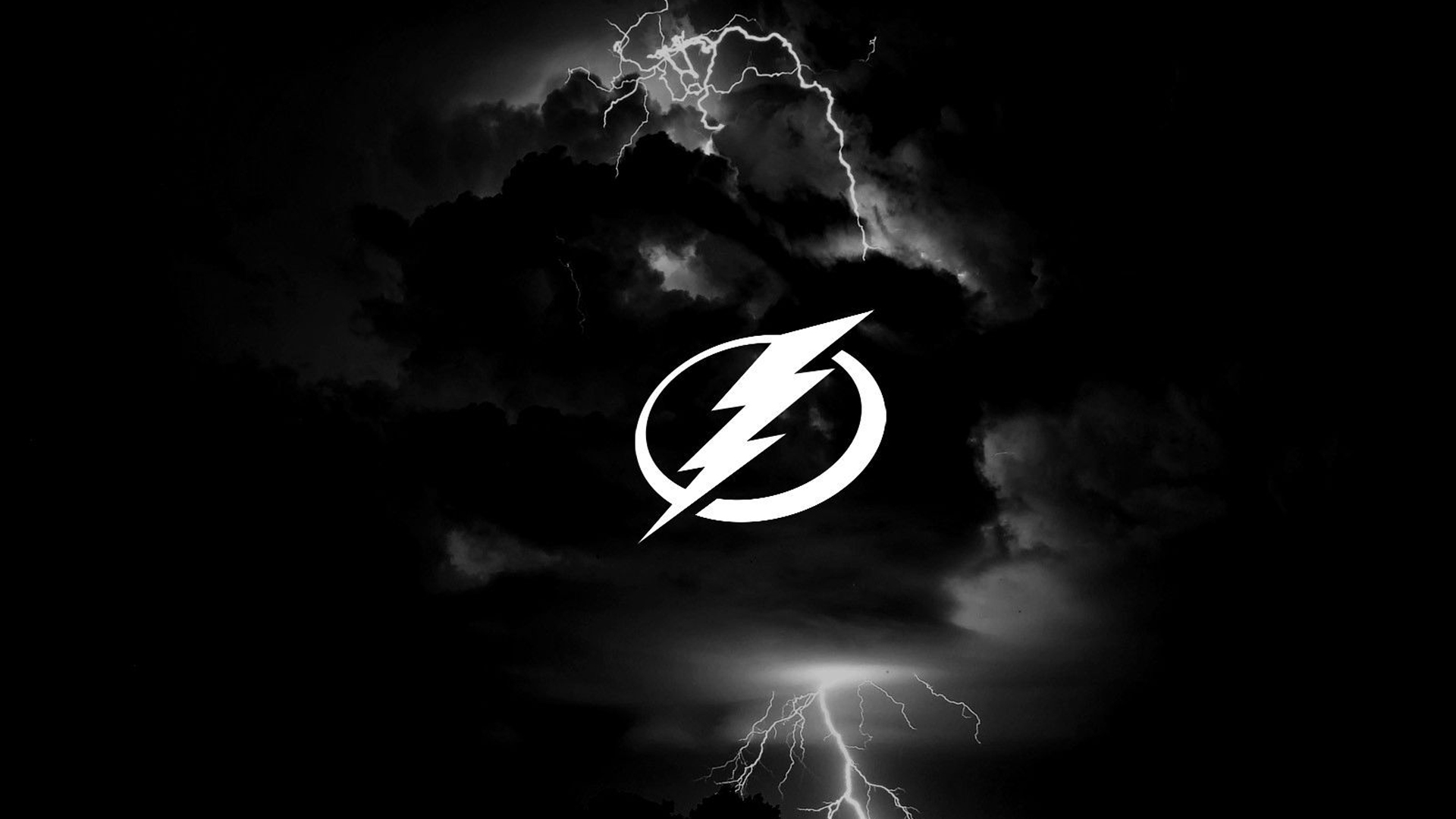 Tampa Bay Lightning Logo With Wallpaper Of Dark Clouds And Lightning HD Tampa Bay Lightning