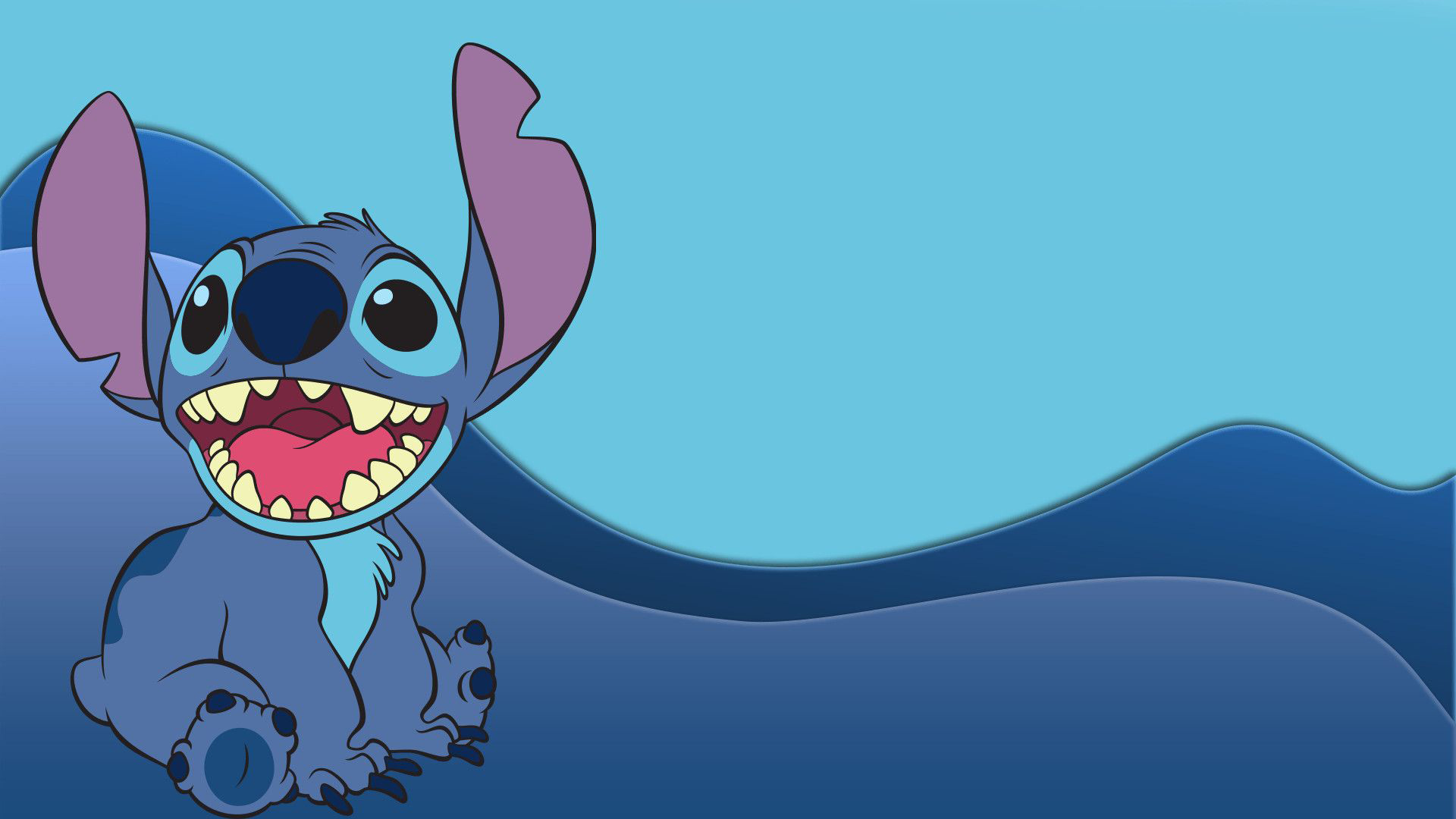 Stitch With Open Mouth In Blue Wallpaper HD Stitch
