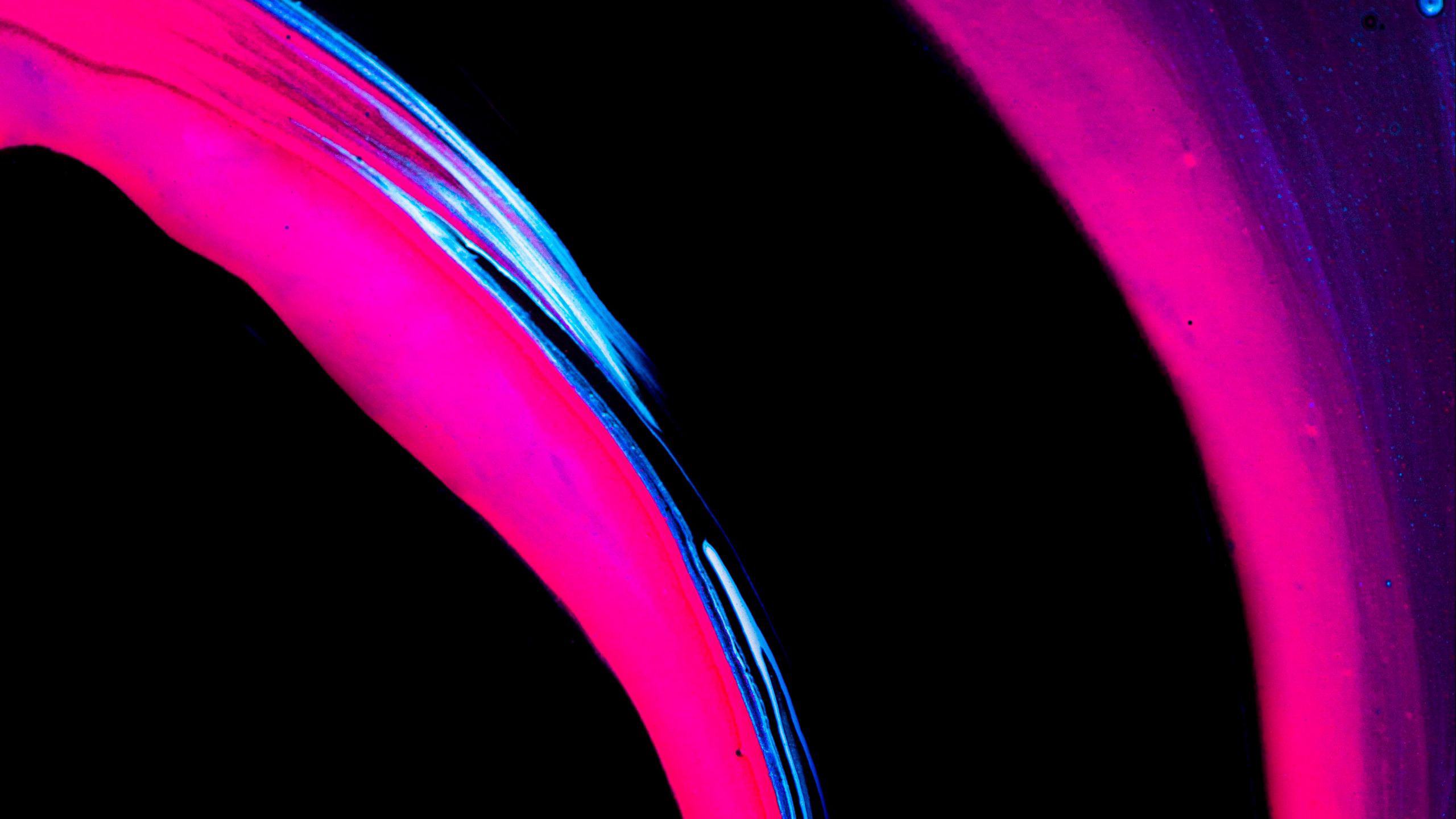 Pink Black Blue Paint Stains Curves HD Abstract