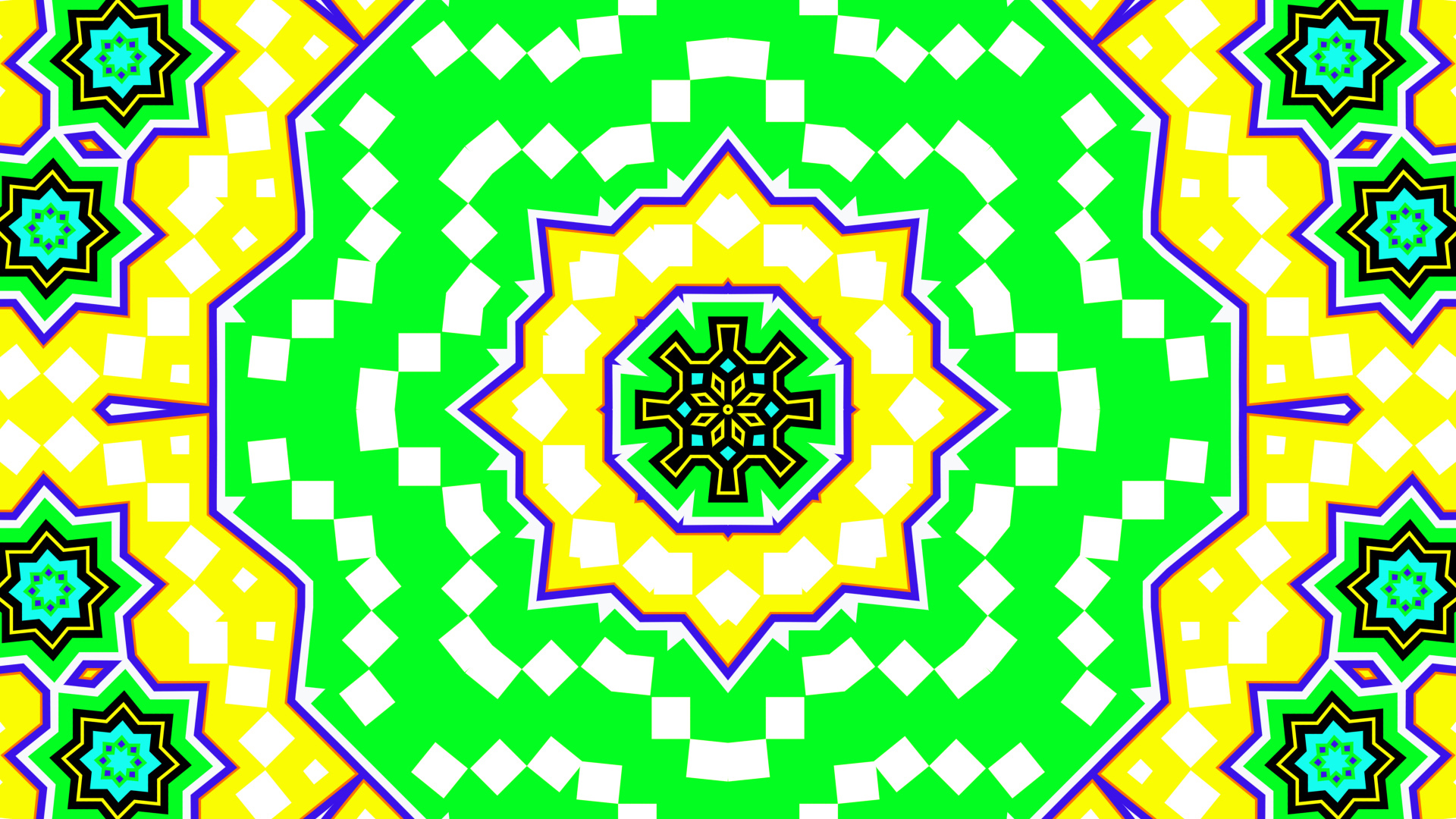 Green Yellow Shapes Kaleidoscope Colorful Digital Art HD Abstract