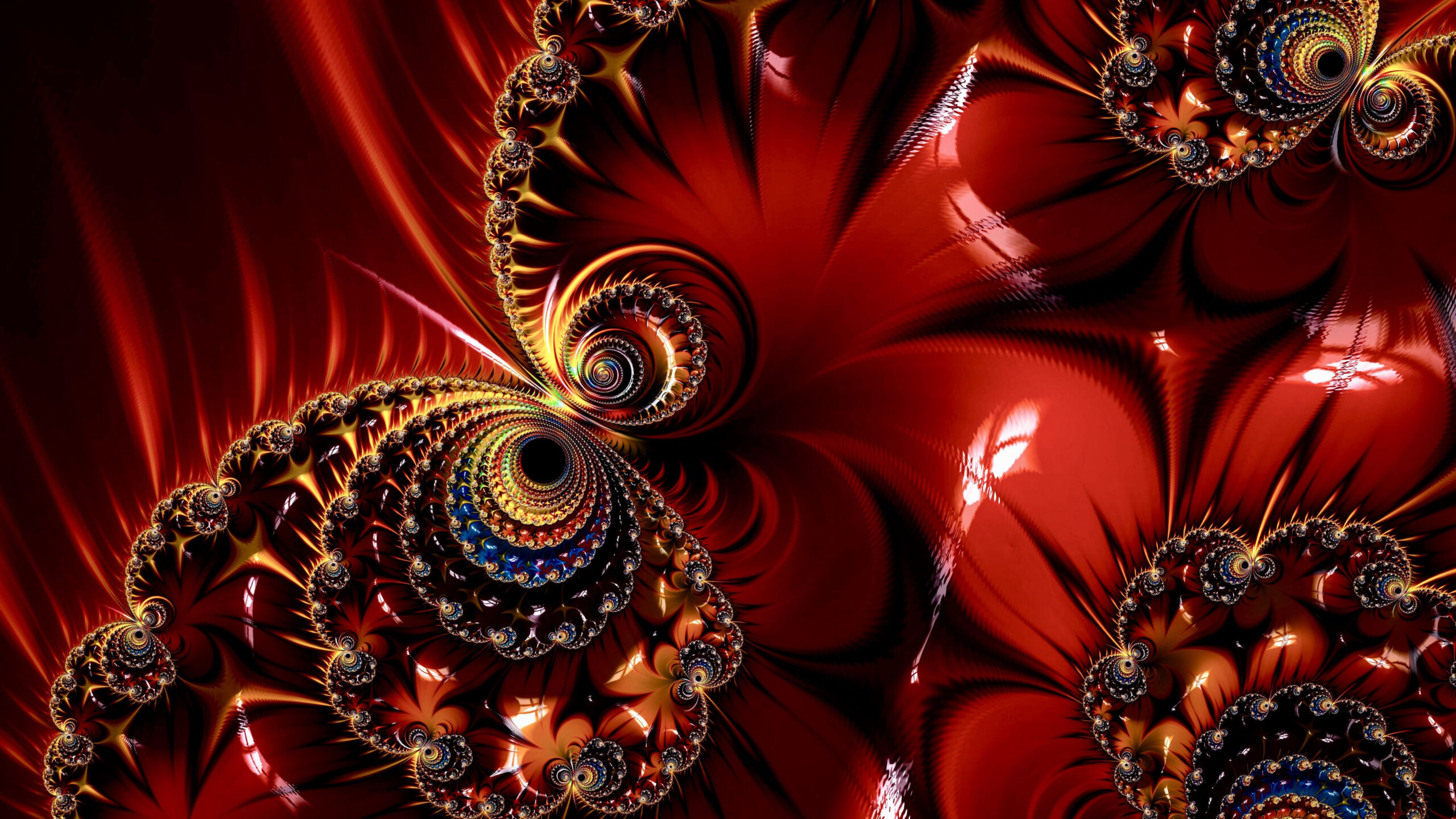 Red Blue Purple Fractal Glare Pattern Abstraction K HD Abstract
