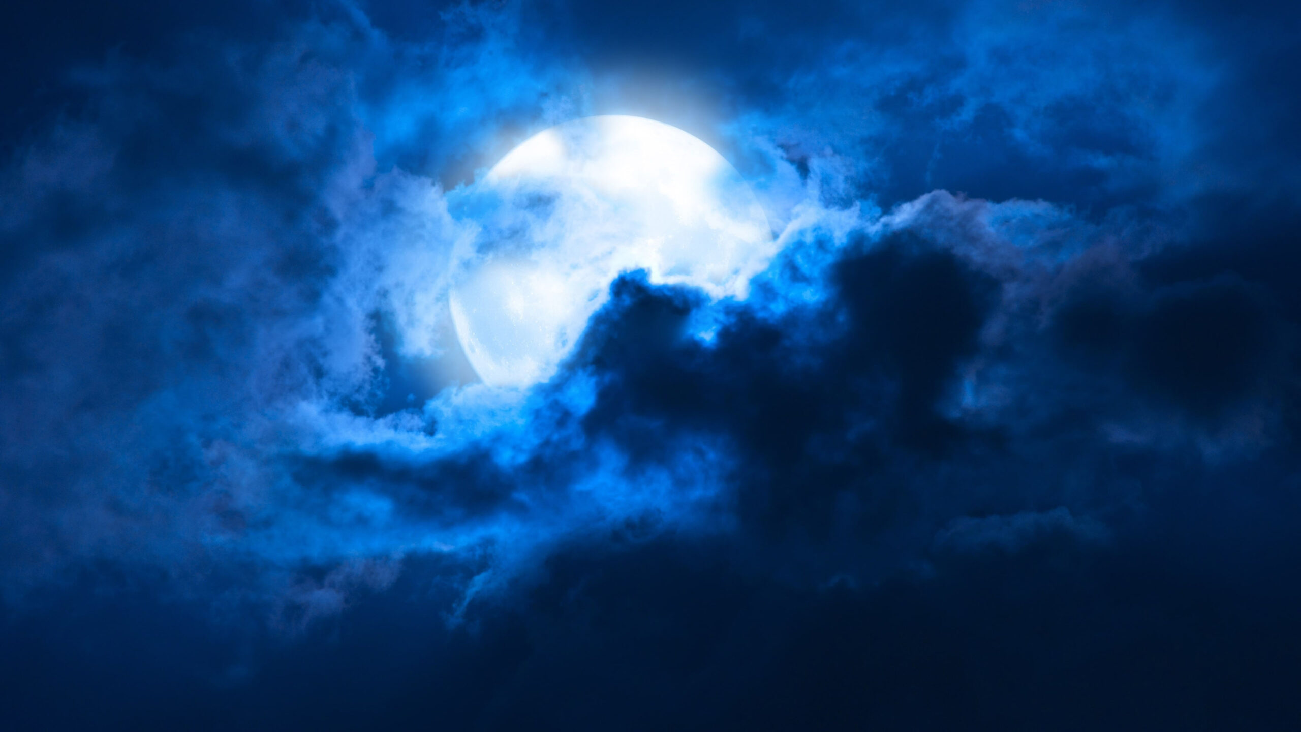 Whie Clouds Blue Sky Moon Wallpaper K HD Moon