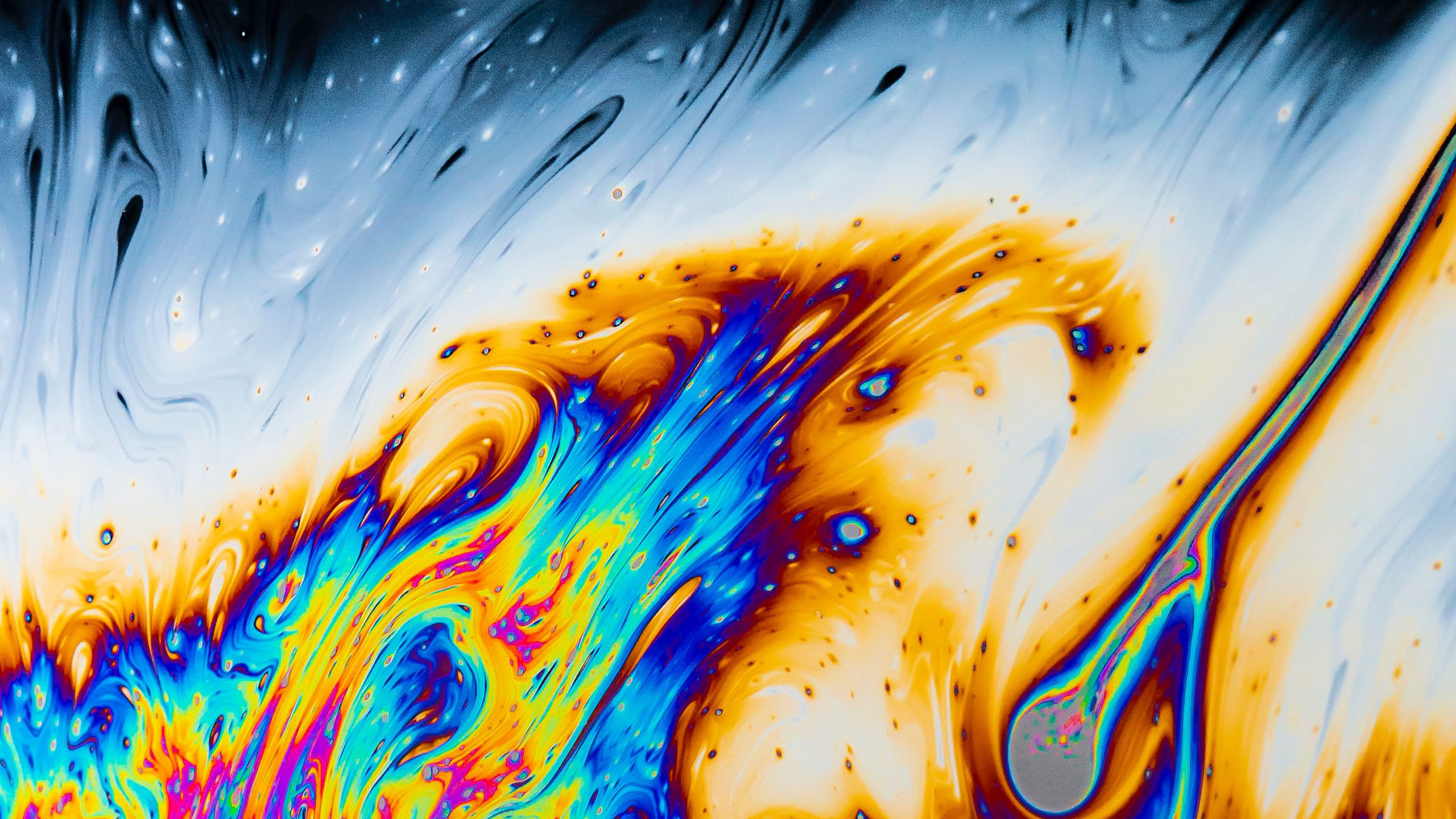 Yellow Blue Ash Fluid Stains Lines HD Abstract