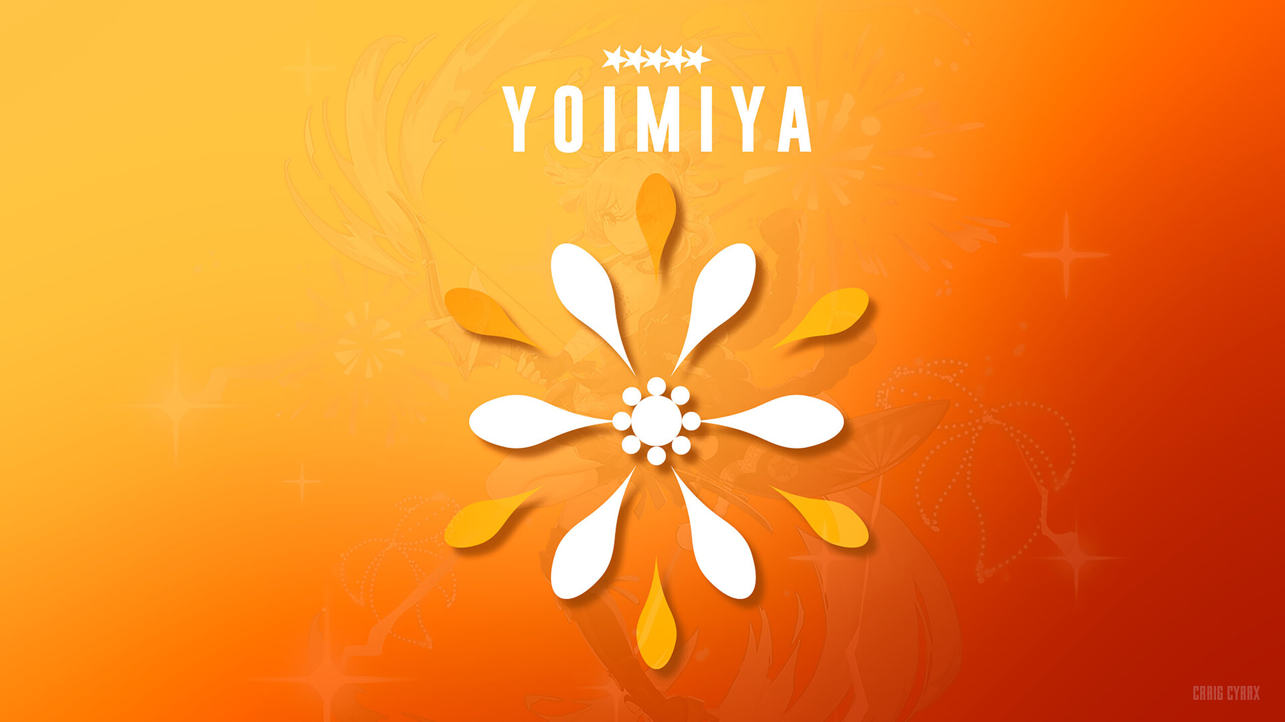 Yoimiya Logo Yellow Red Wallpaper K K HD Genshin Impact