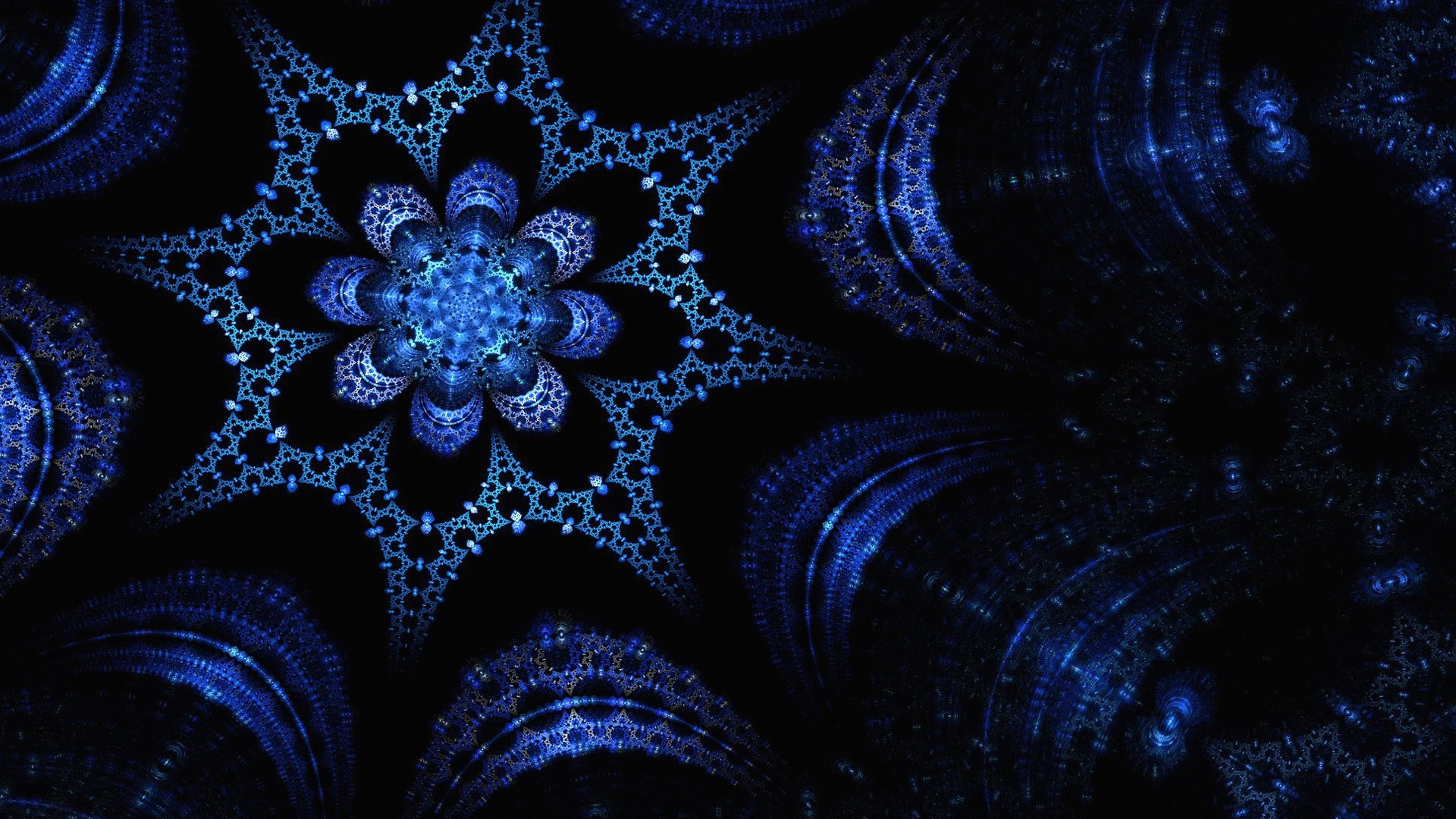 Blue Star Flower Shape Fractal Art Pattern Abstraction HD Abstract