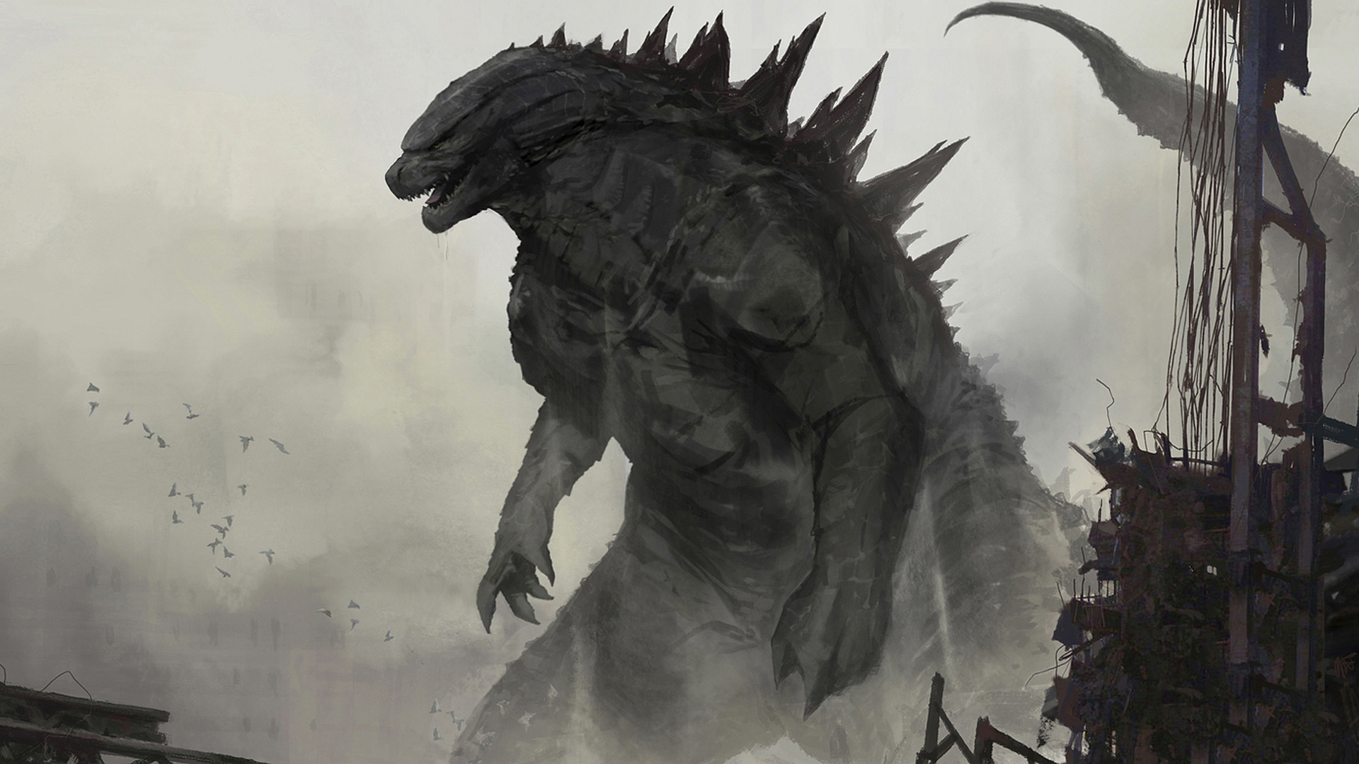 Black Godzilla With Wallpaper Of Smoke HD
