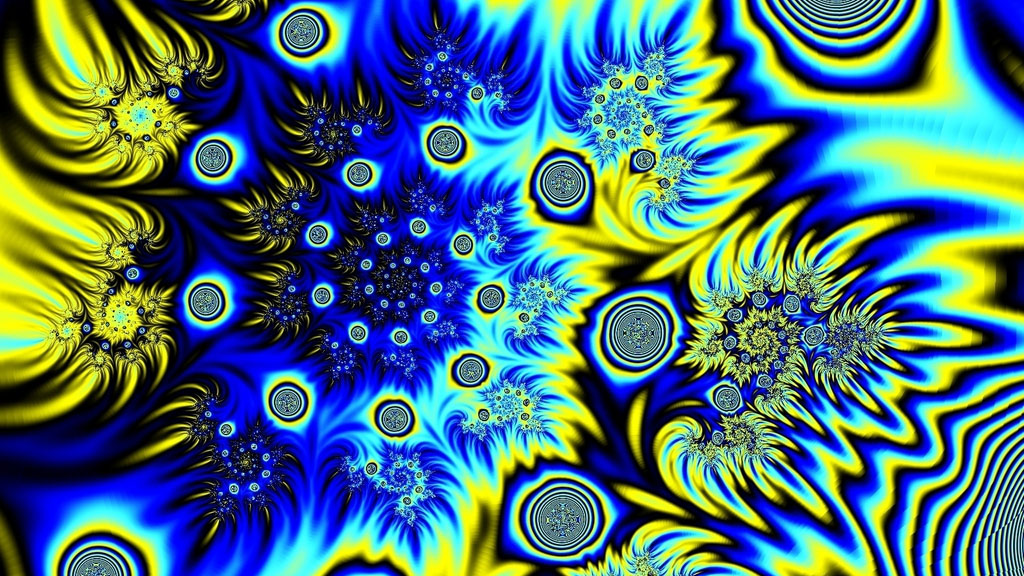 Blue Yellow Fractal Trippy Art Pattern HD Trippy