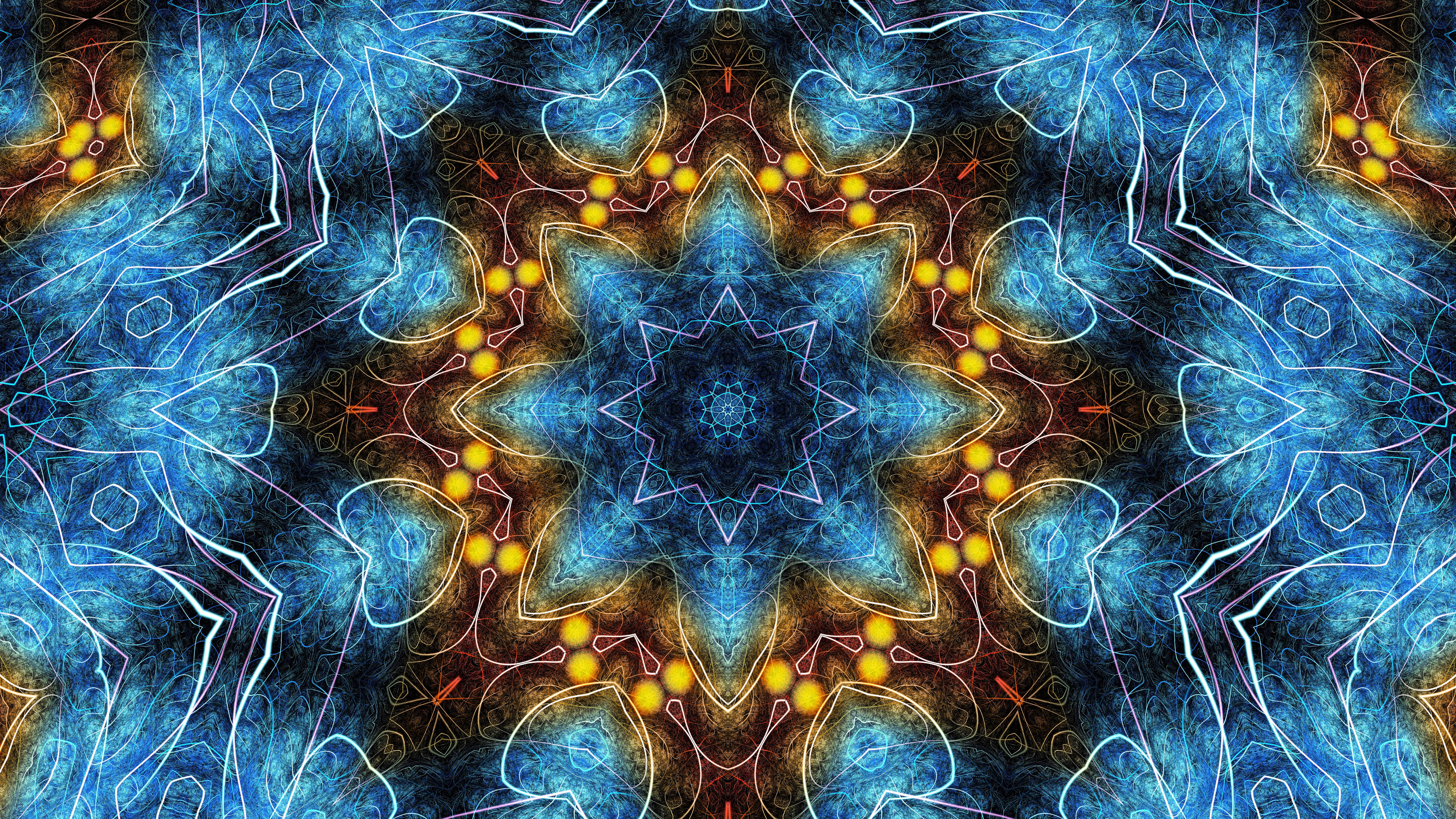 Kaleidoscope Blue Symmetry K HD Abstract
