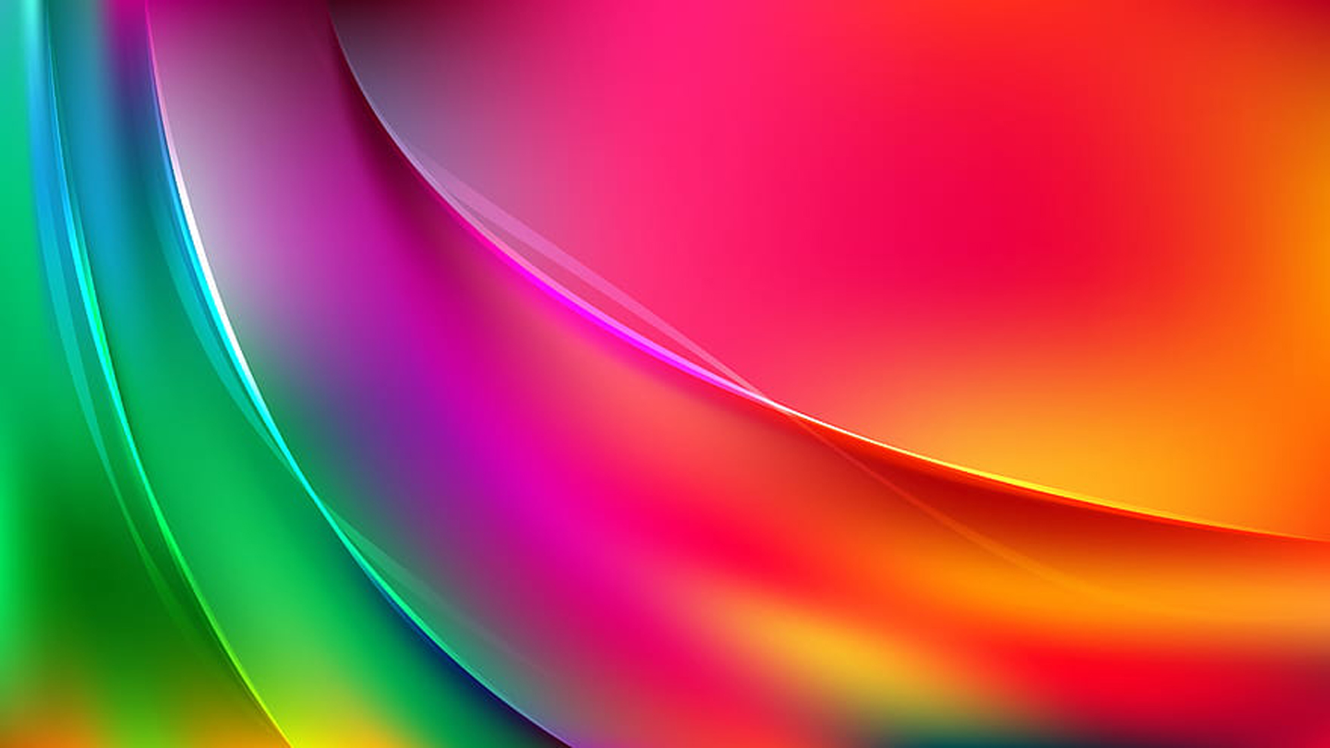 Red Pink Green Curve Wavy Lines HD Abstract