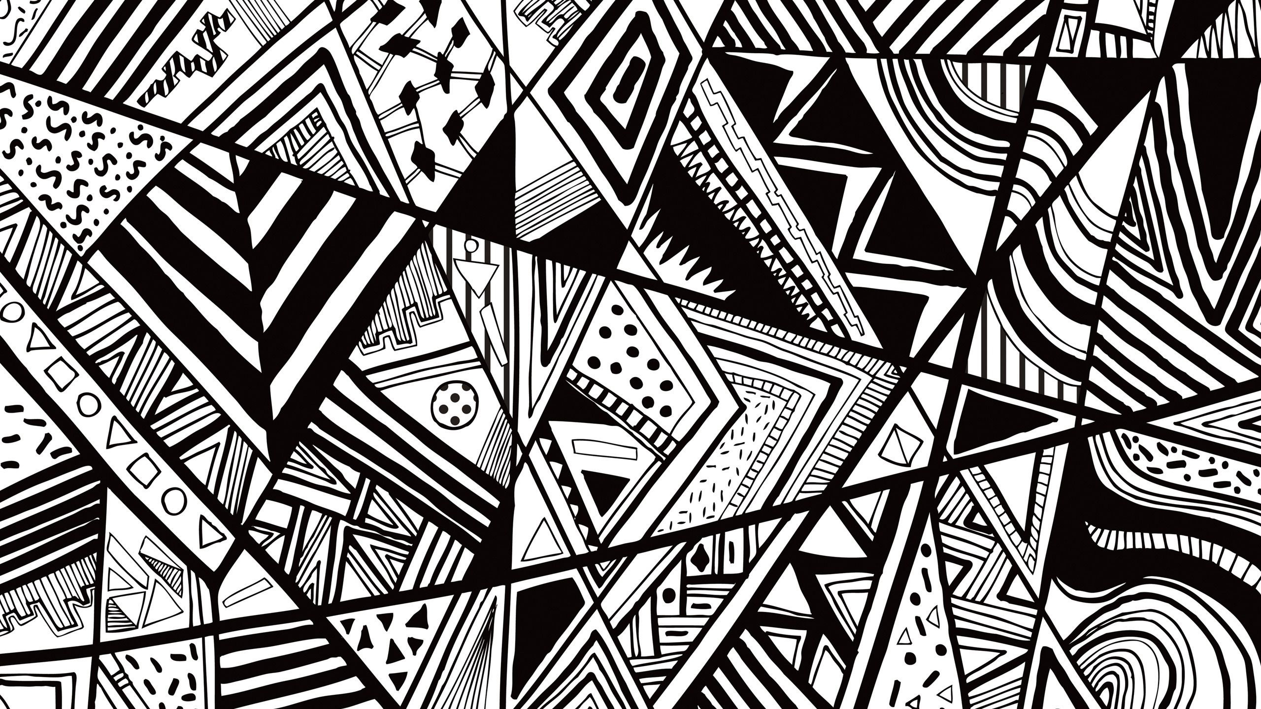 Black And White Geographic Geometric Shapes Pattern HD Black And White