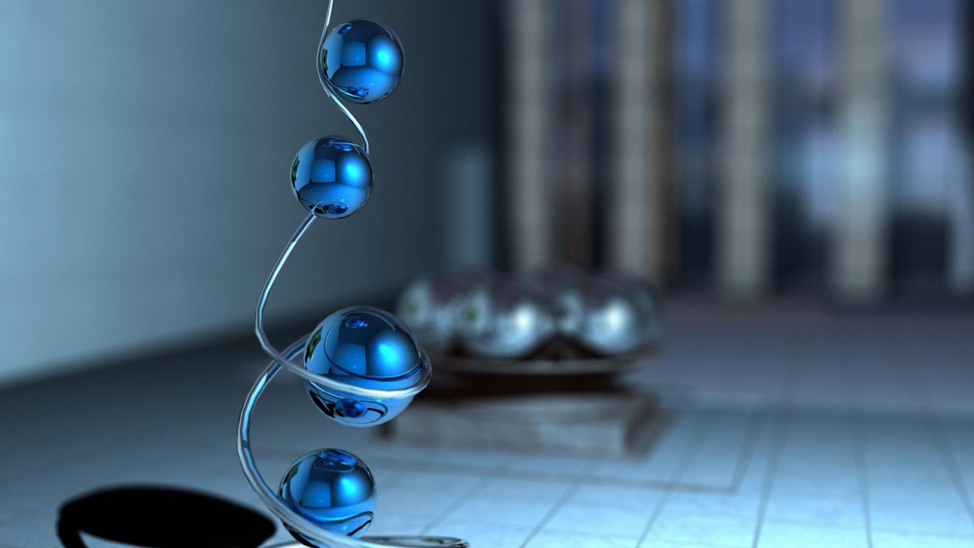 Blue Swirl Balls Blur Wallpaper HD Blue