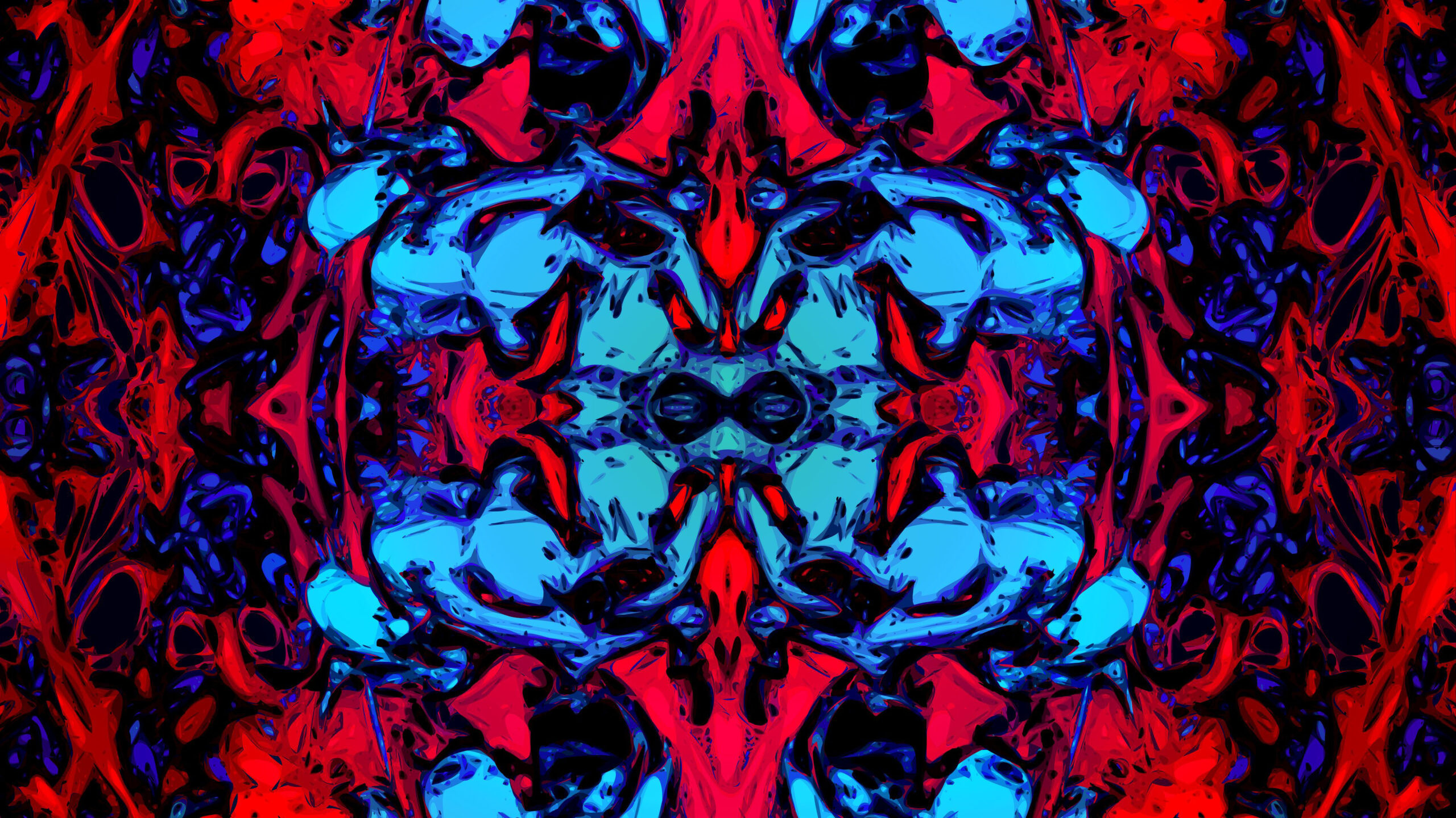 Red Blue Fractal Stains Abstraction K HD Abstract