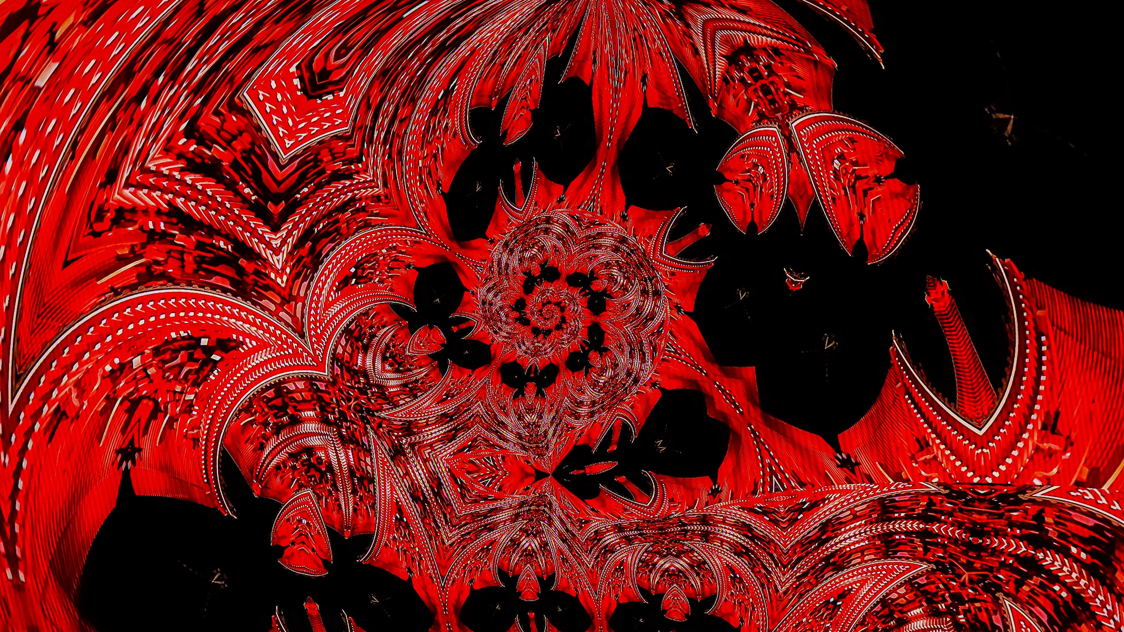 Red Black Fractals Pattern Abstraction K HD Abstract