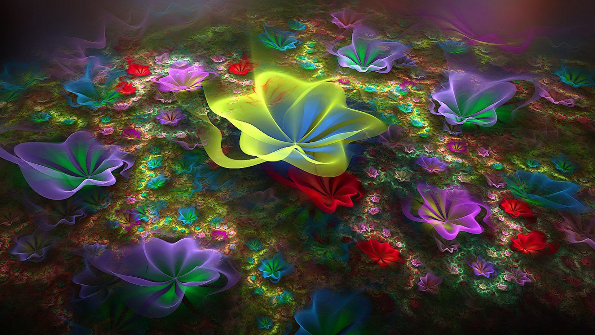 Colorful Design Flowers Fractal Art Glare Pattern HD Abstract