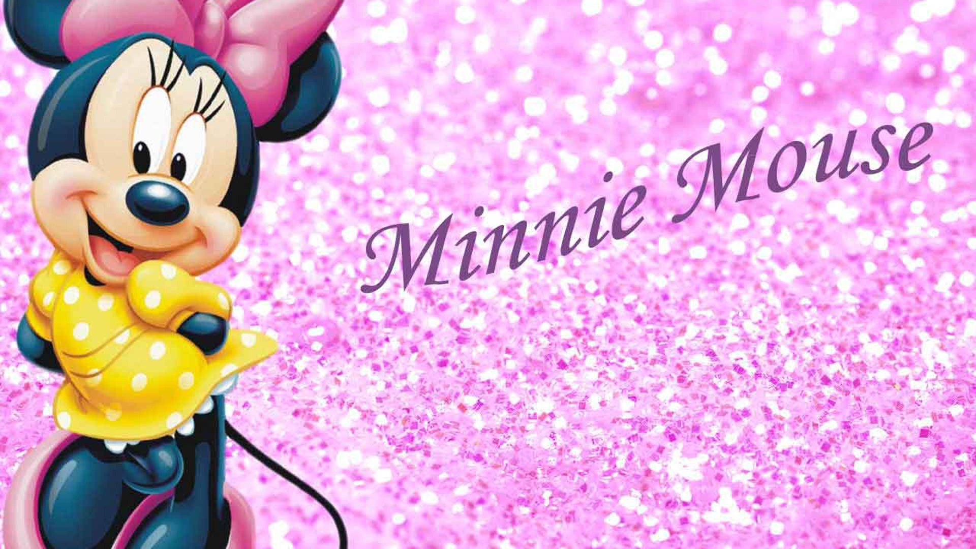 Minnie Mouse With Wallpaper Of Pink And White Glitters HD Minnie Mouse