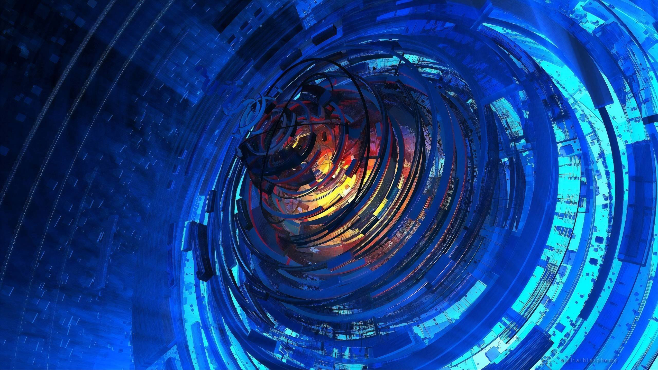 Blue Spiral Round HD Abstract