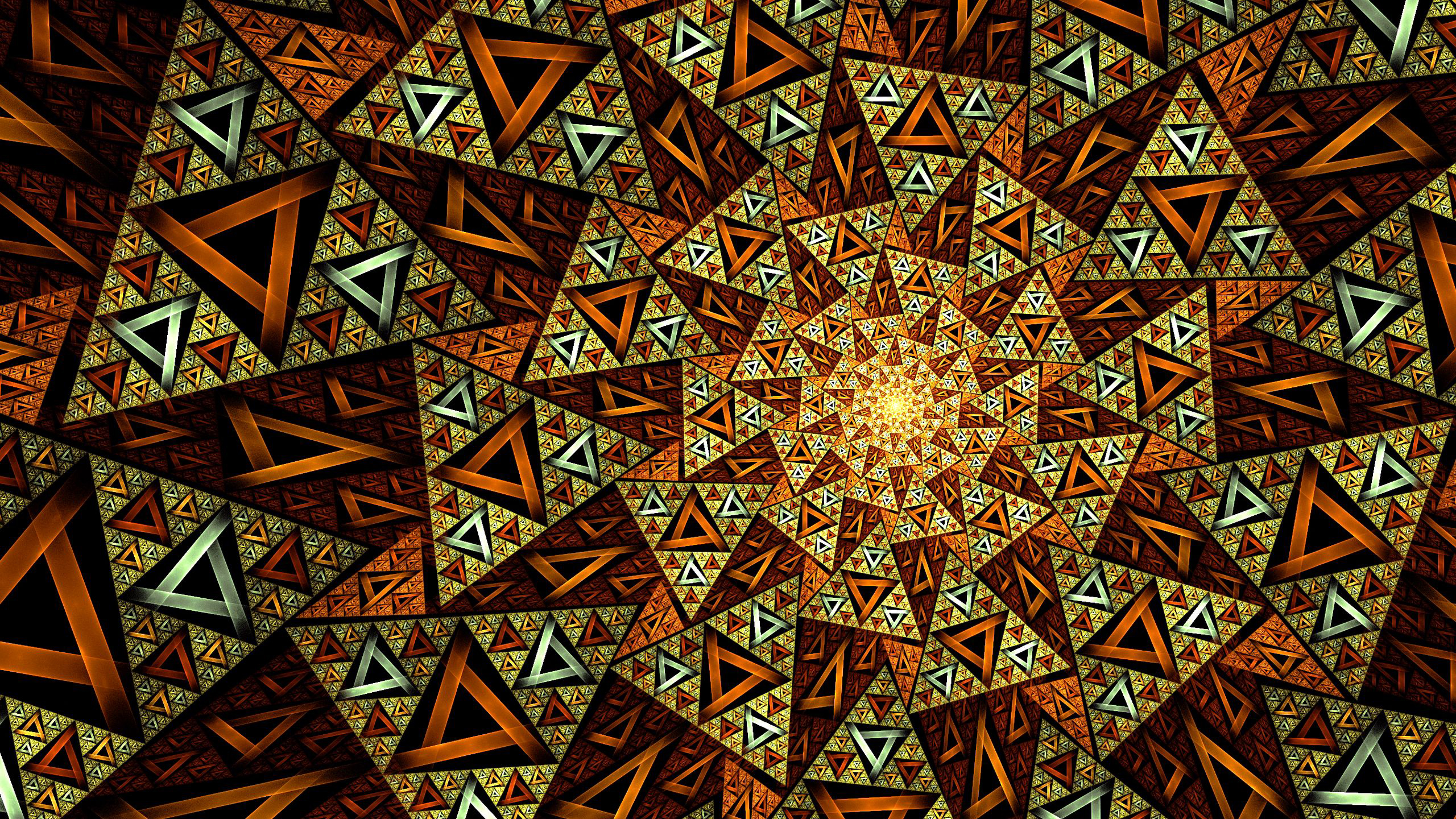 Brown Fractal Geometric Pattern Triangles Abstraction HD Abstract