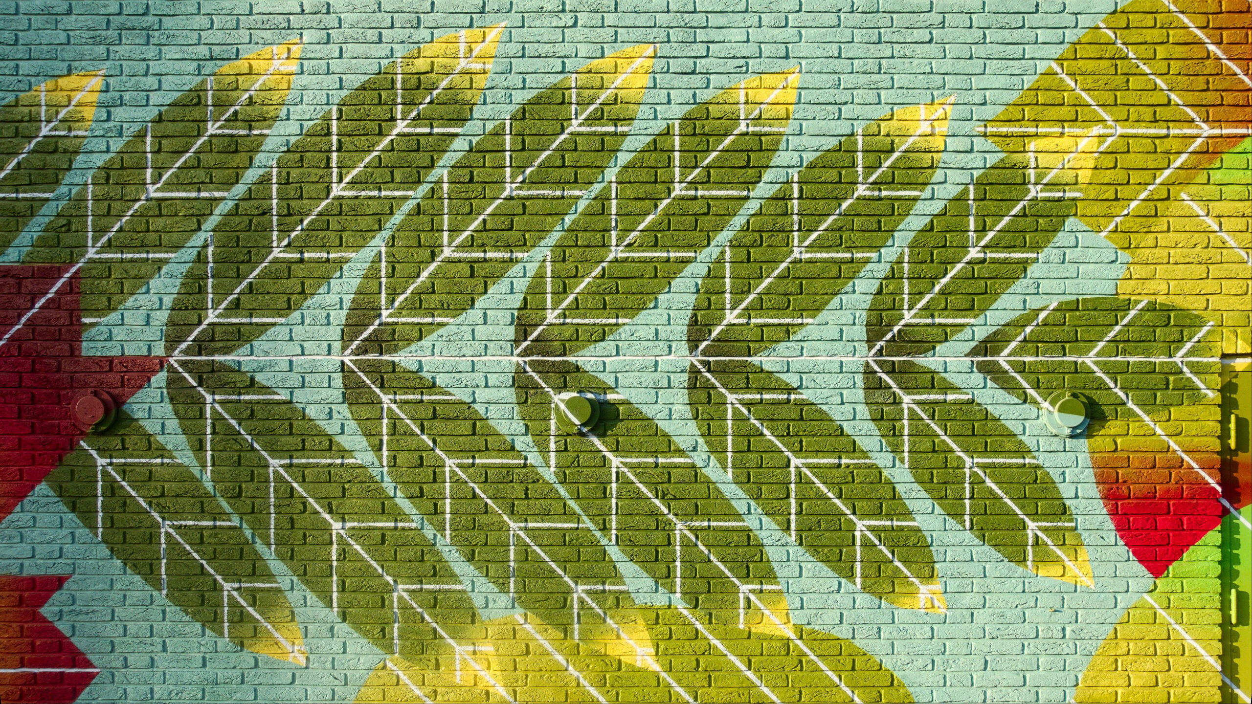 Green Leaves Wall Bricks Graffiti K HD Abstract