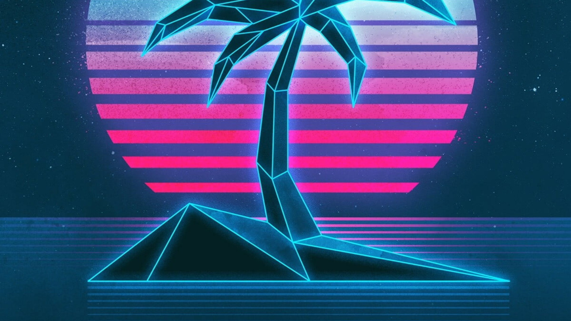 Neon Palm Tree D Illustration HD Vaporwave