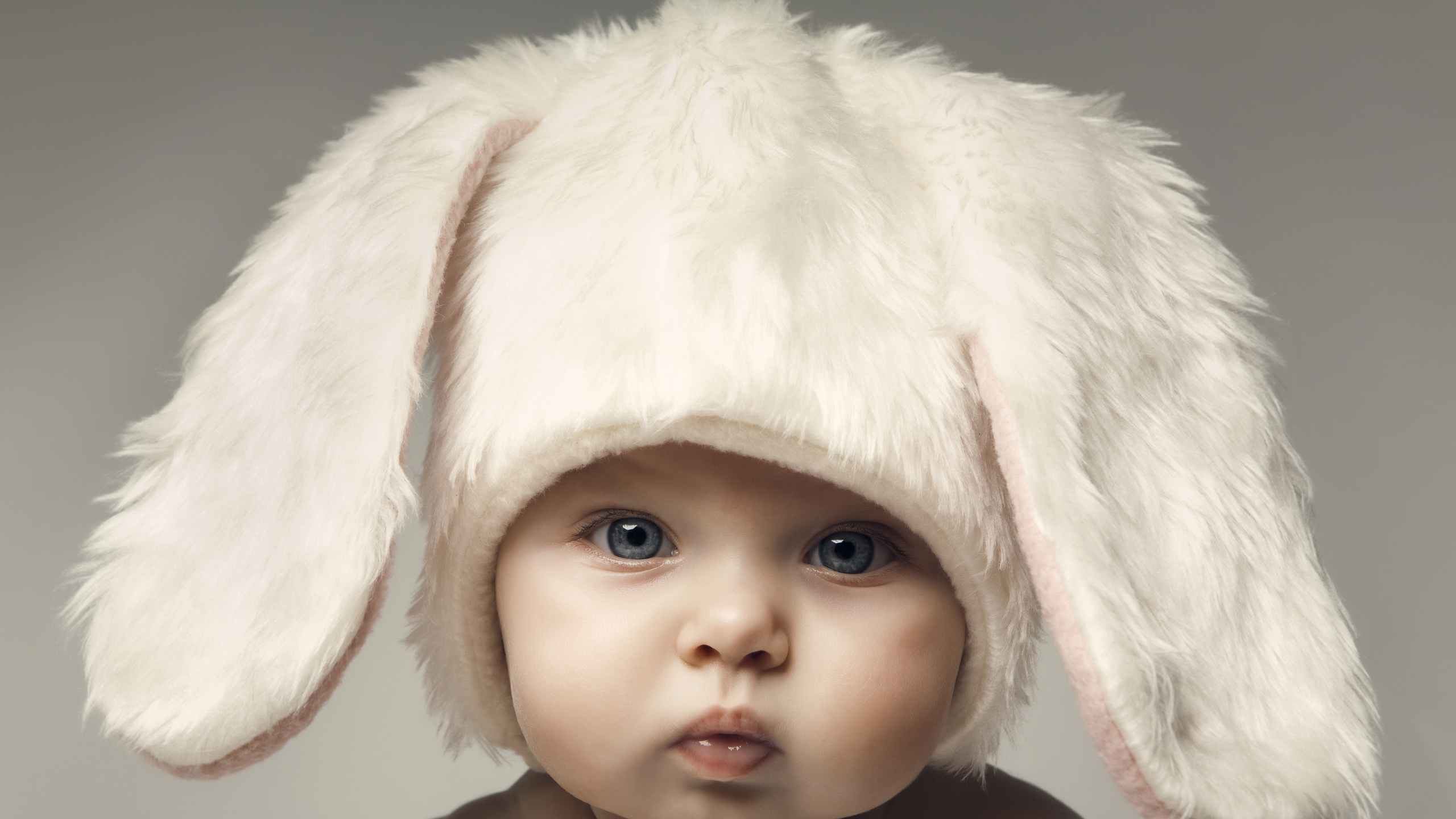 Baby Is Wearing Rabbit Bunny Ear Cap HD