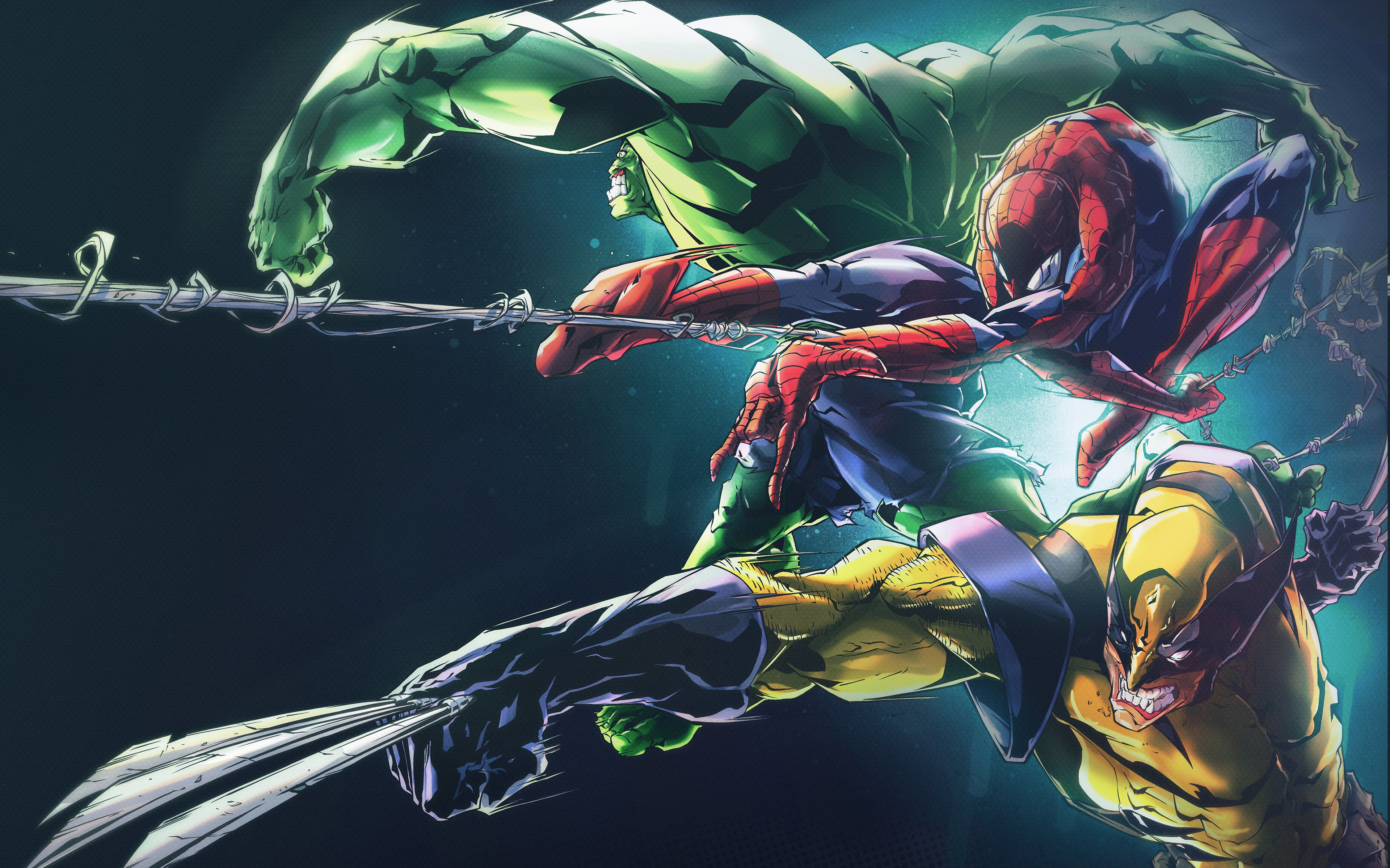 Hulk Spider-Man Wolverine Artwork K K
