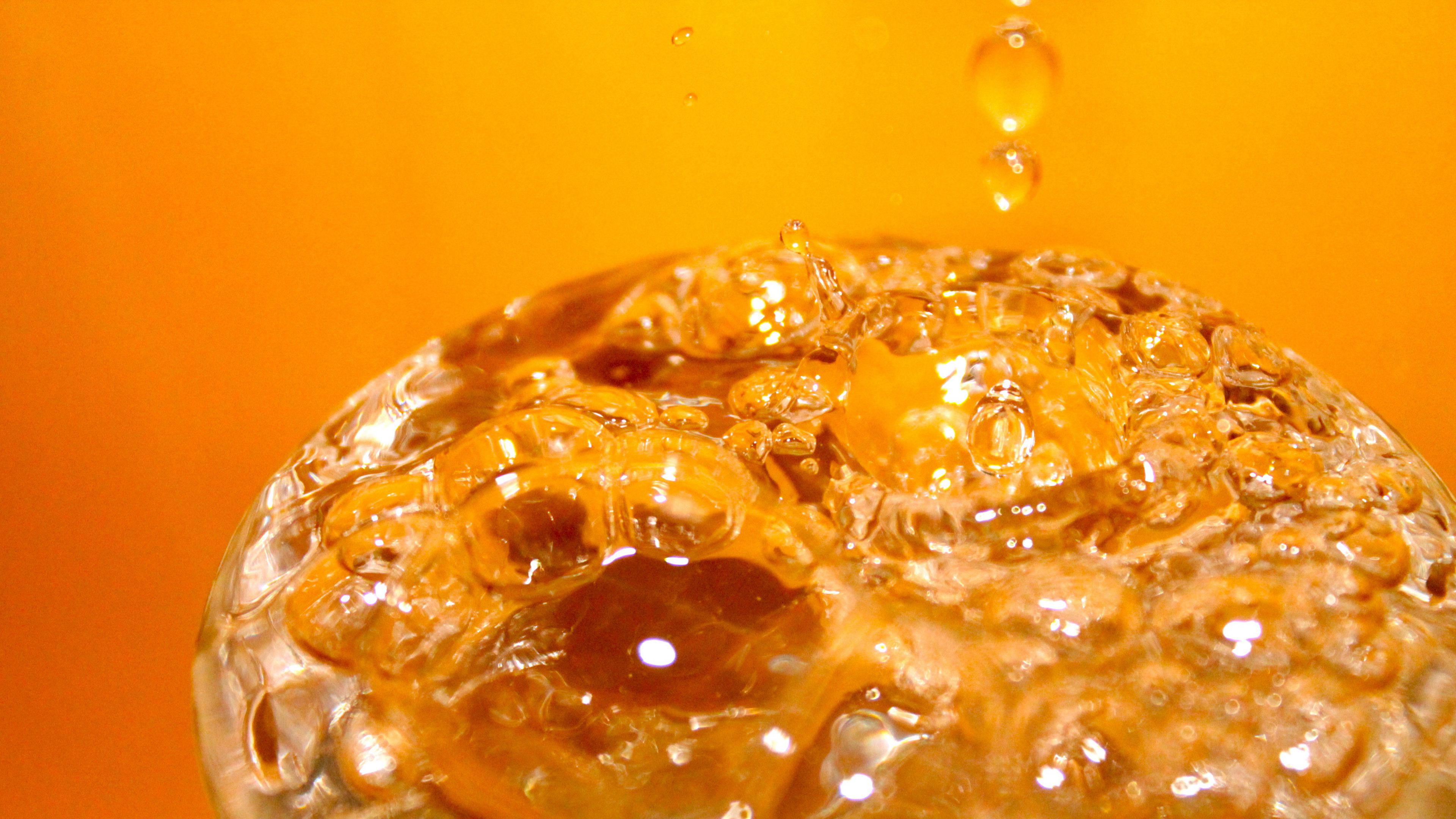 Closeup Water Drop Splash Yellow Wallpaper K HD Abstract