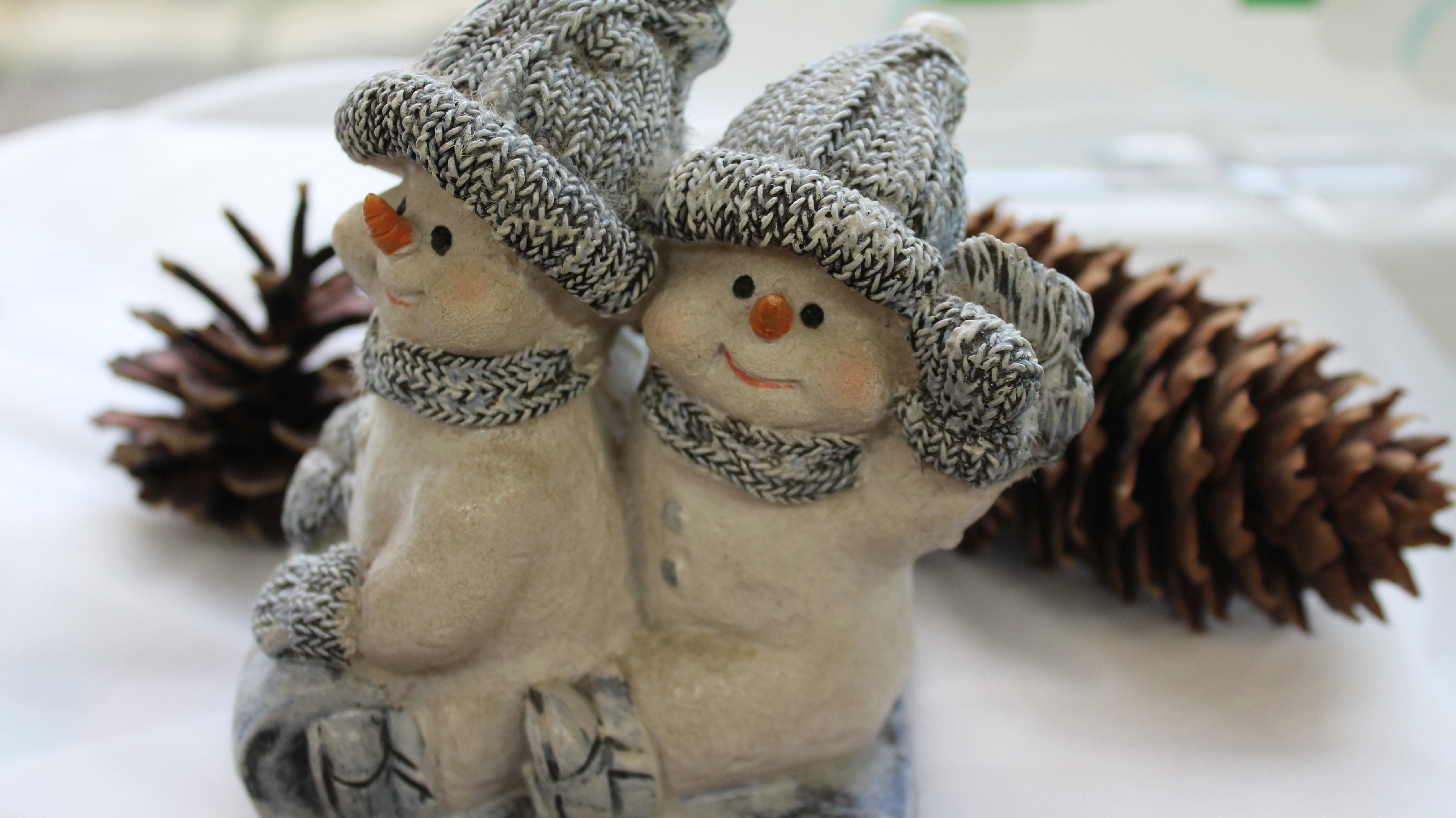 Christmas Figurine Pine Cone Snowman With Woolen Caps K K HD Snowman