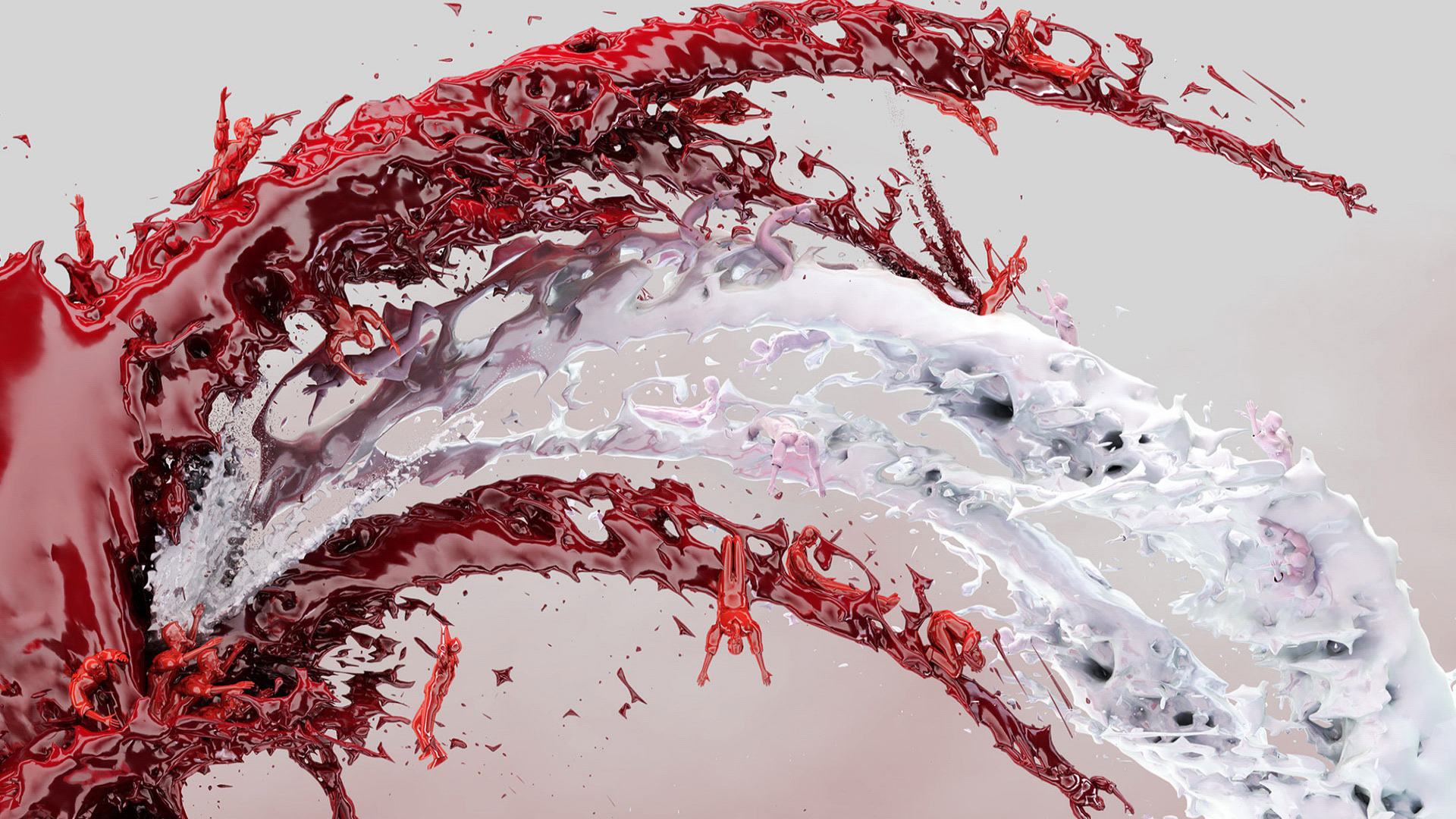 Graphic Red And White Water Splash HD Abstract