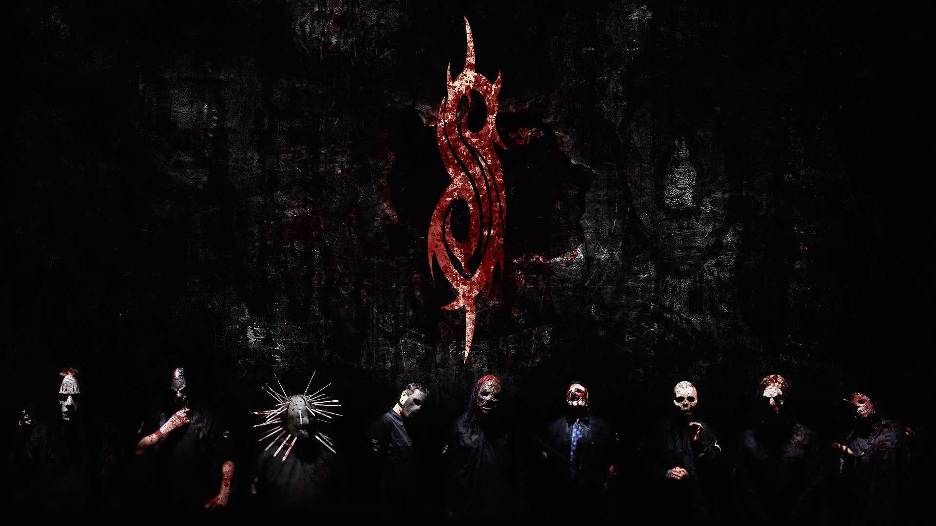 Slipknot Logo With Band In Black Wallpaper HD